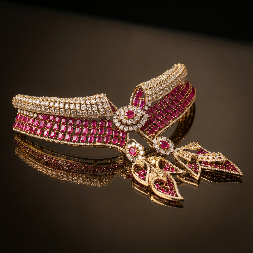 Rubelle crest set – earring pair detail by Ozel