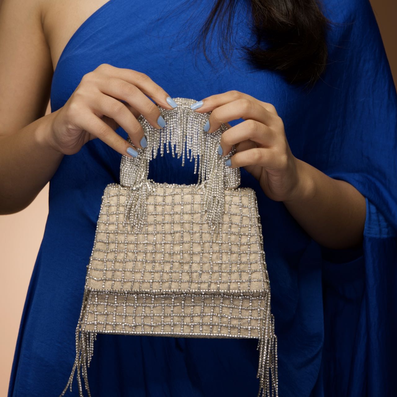 Woven Chain Kelly Bag - Silver