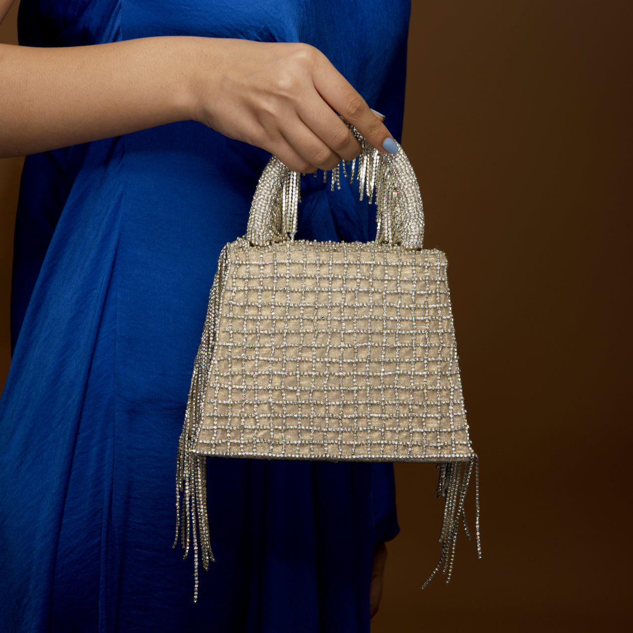 Woven Chain Kelly Bag - Silver