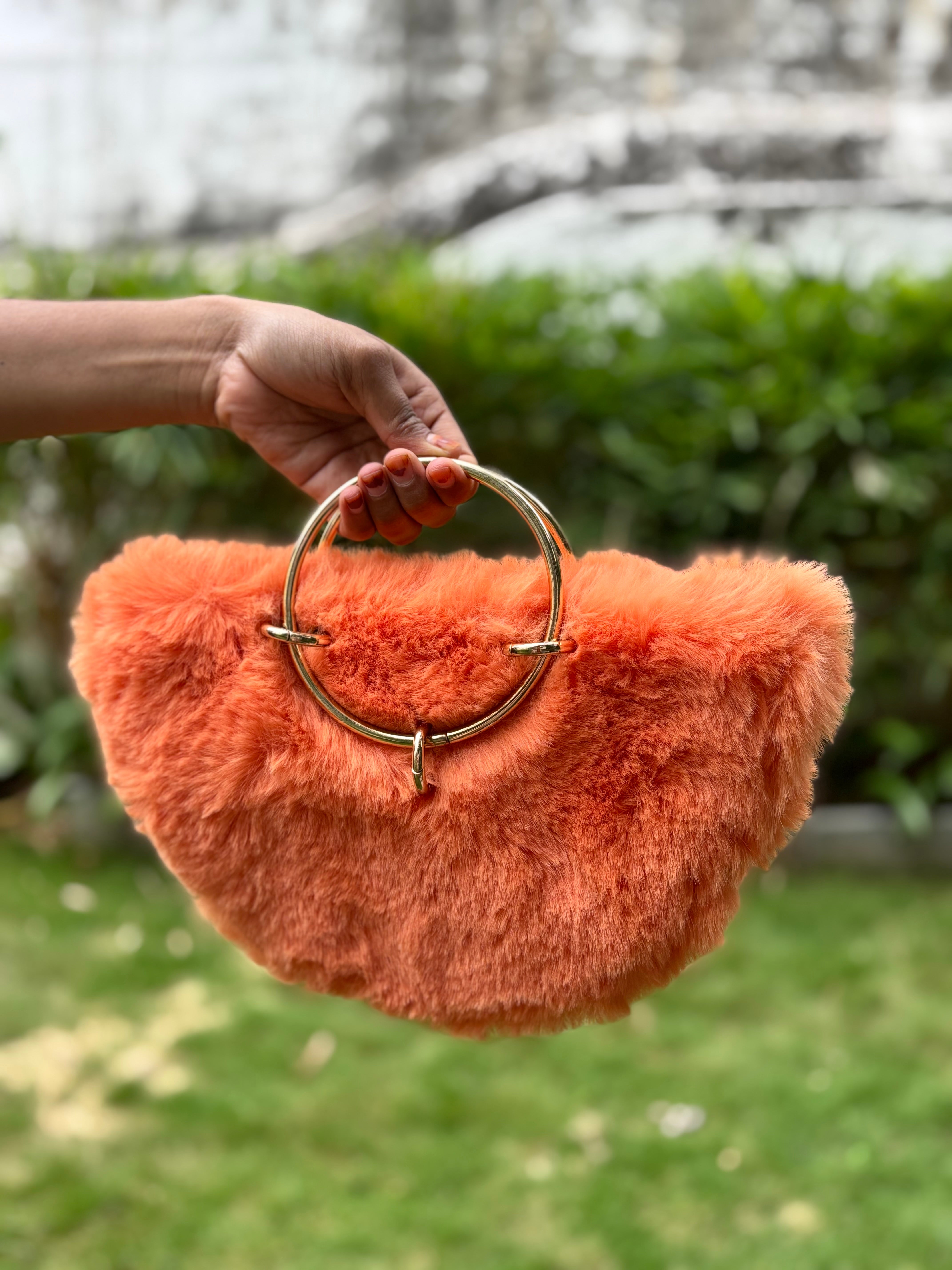 SAMPLE Ring Handle Fur Bag