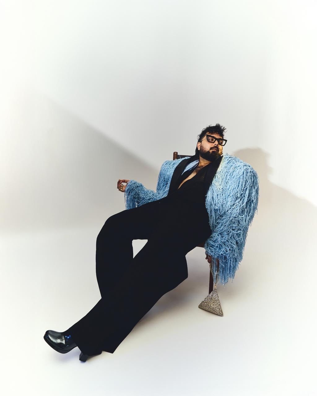 Gold Silver Pyramid Structured Bag