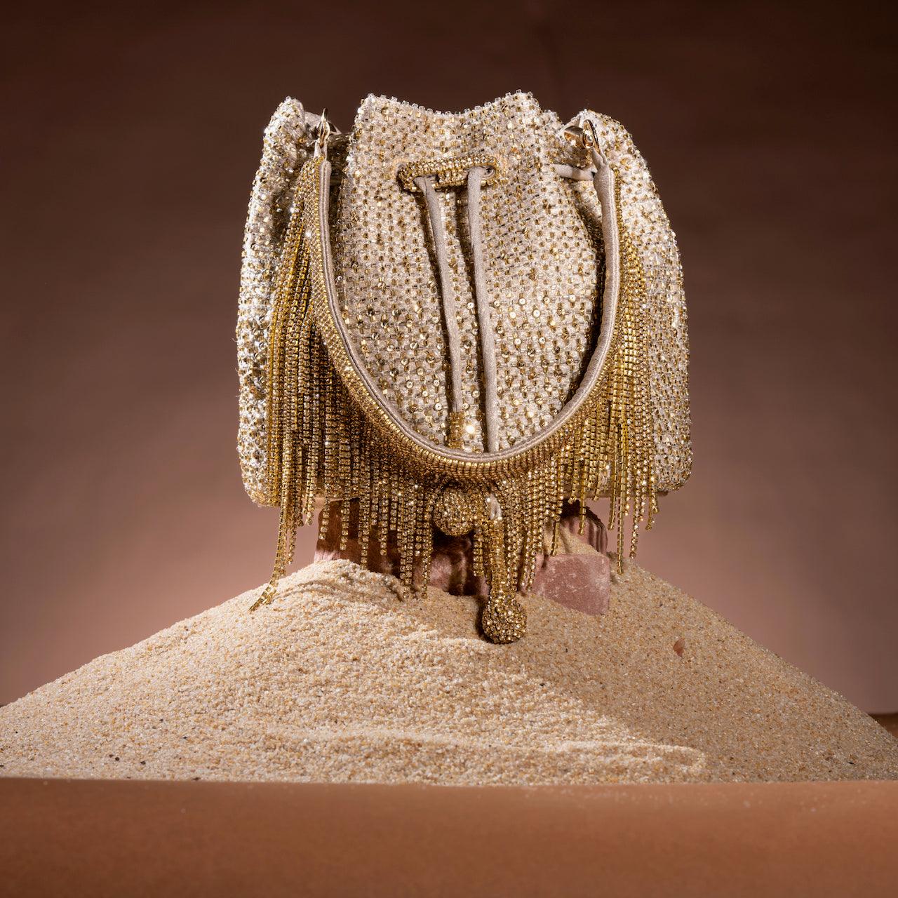 Gold Pixel Bucket Bag - Ozel