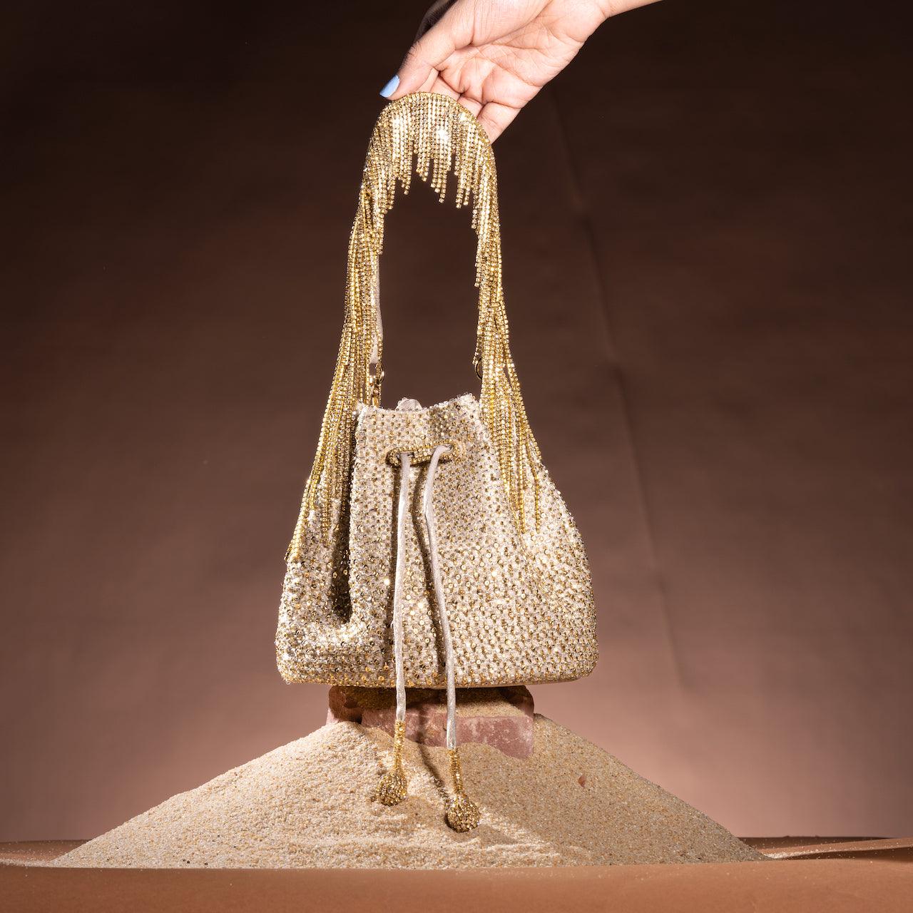 Gold Pixel Bucket Bag - Ozel