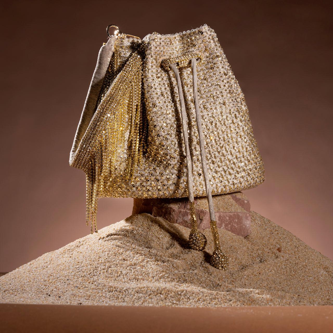 Gold Pixel Bucket Bag - Ozel