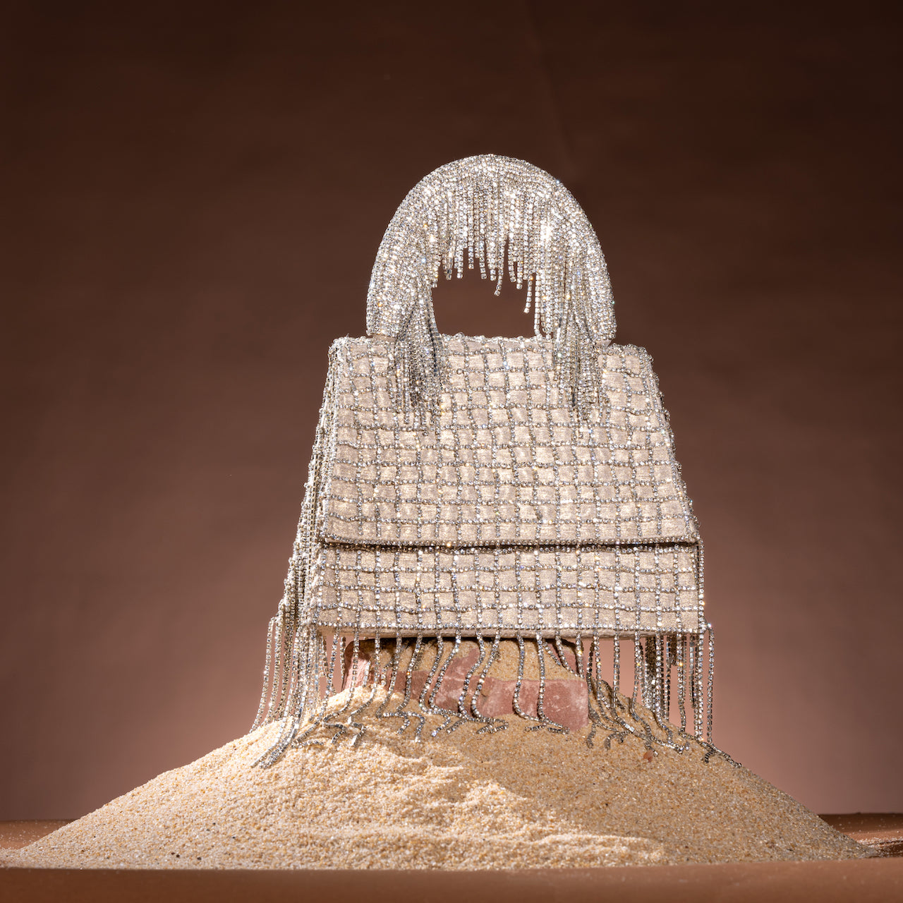 Woven Chain Kelly Bag - Silver