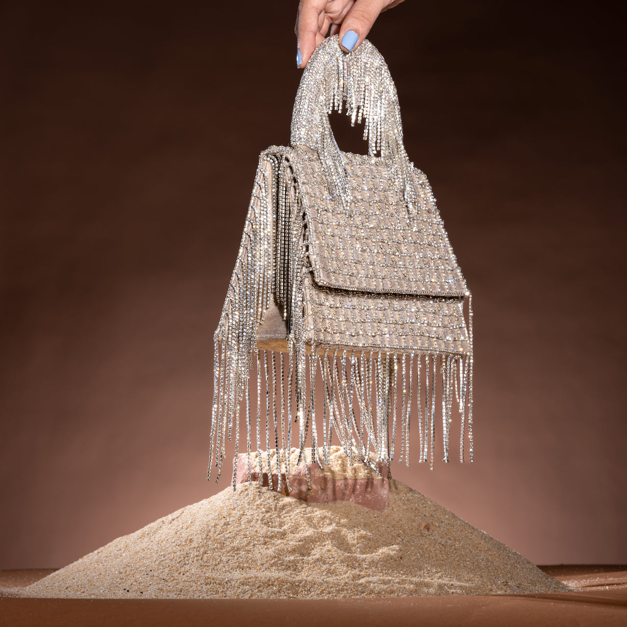 Woven Chain Kelly Bag - Silver