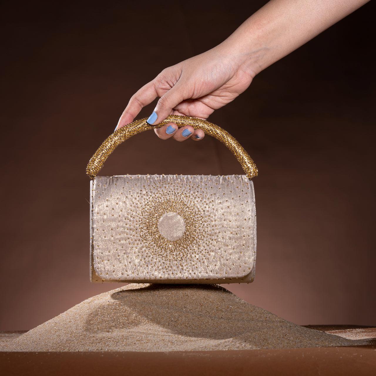 Gold shimmer flap bag starburst - Ozel