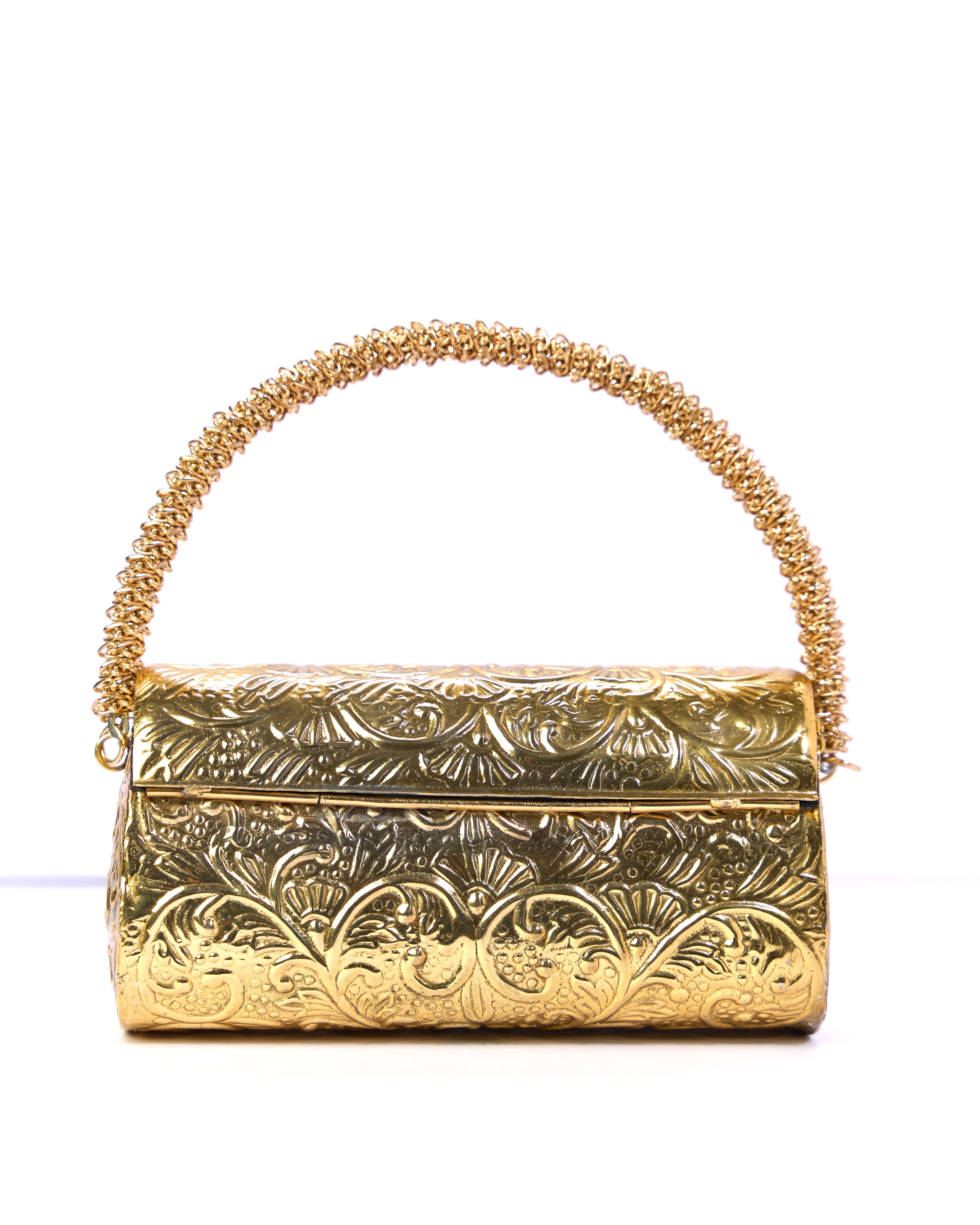 Carved Heritage Golden Clutch Bag