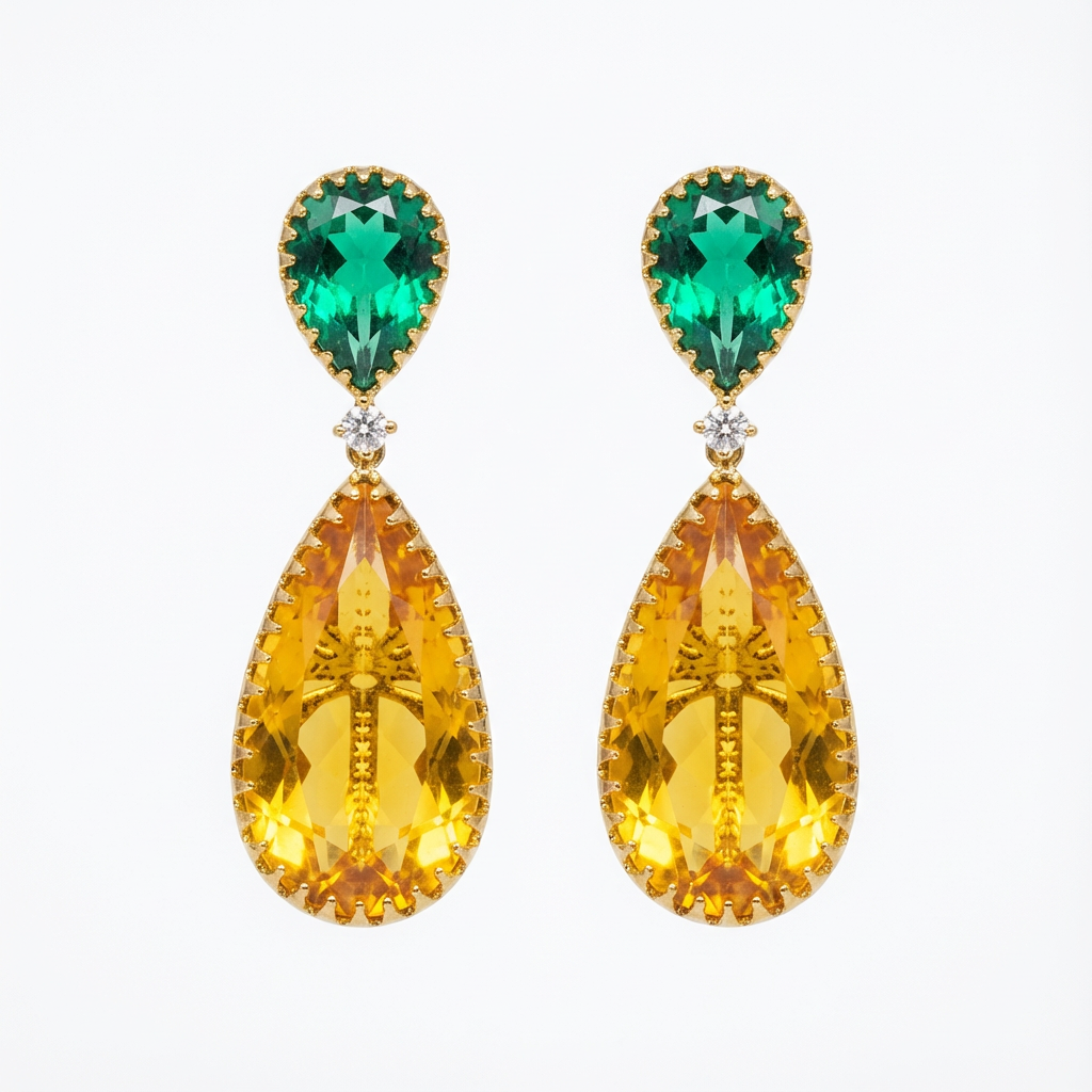 Verdant Amber Aura Drop Earrings