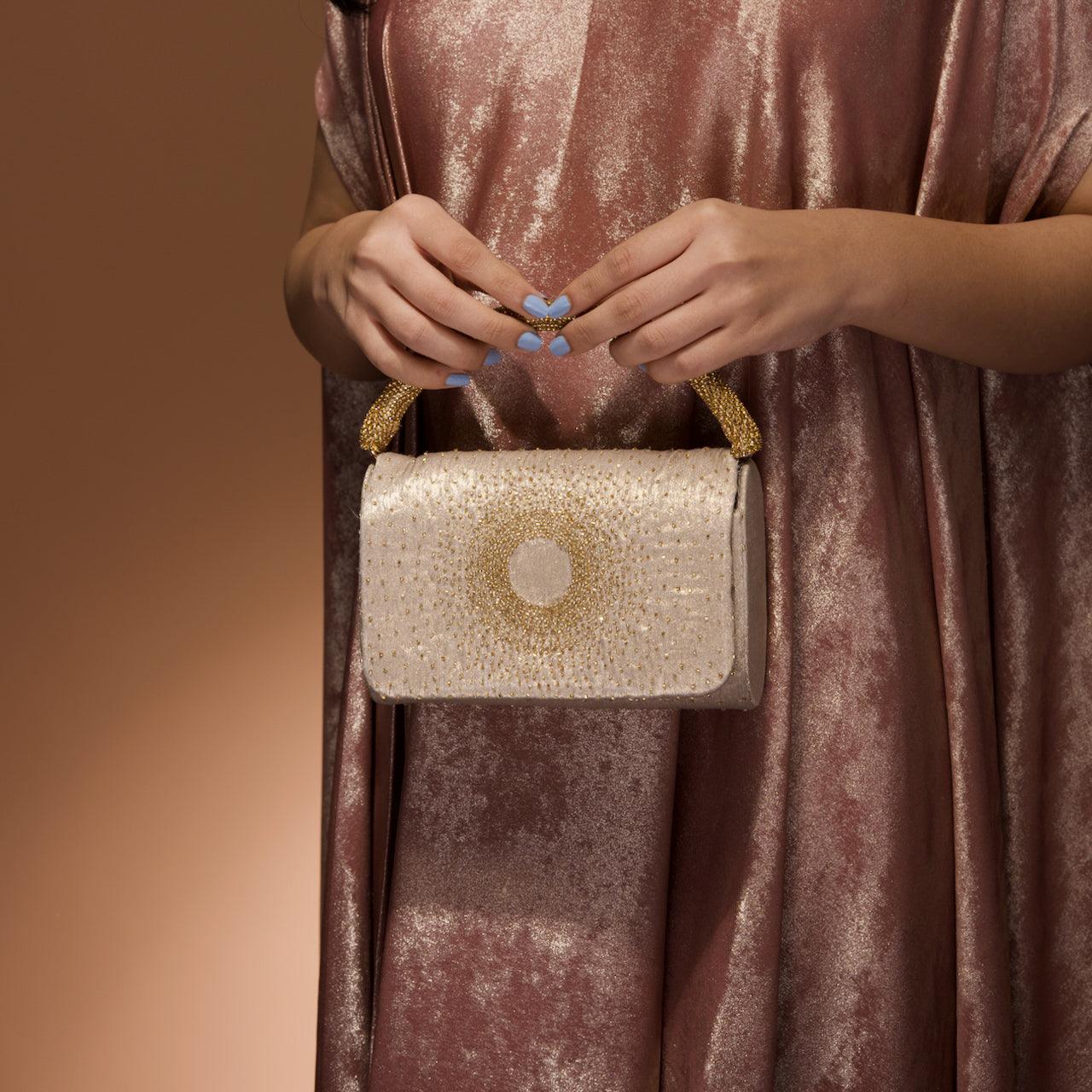 Gold shimmer flap bag starburst - Ozel
