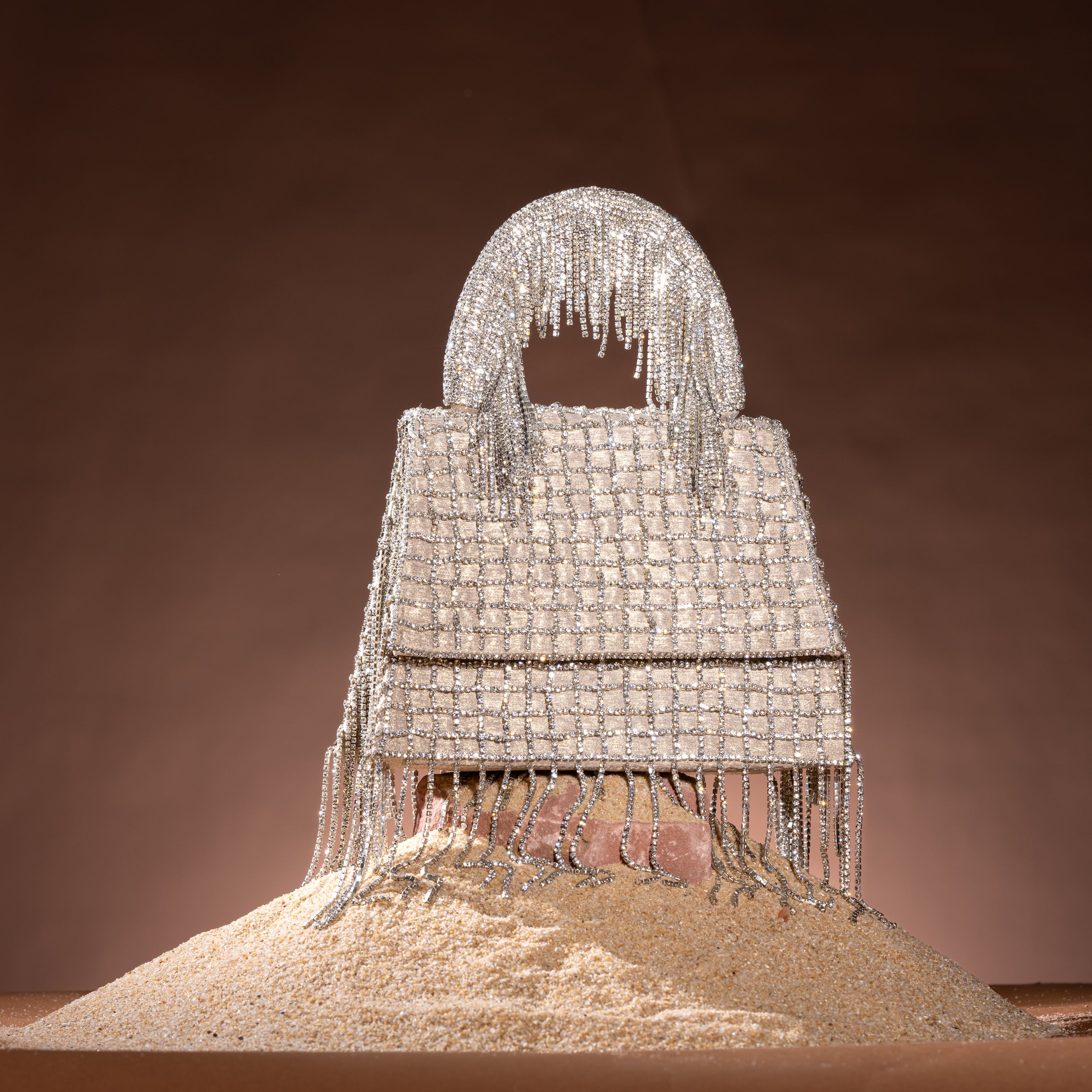 Woven Chain Kelly Bag - Silver