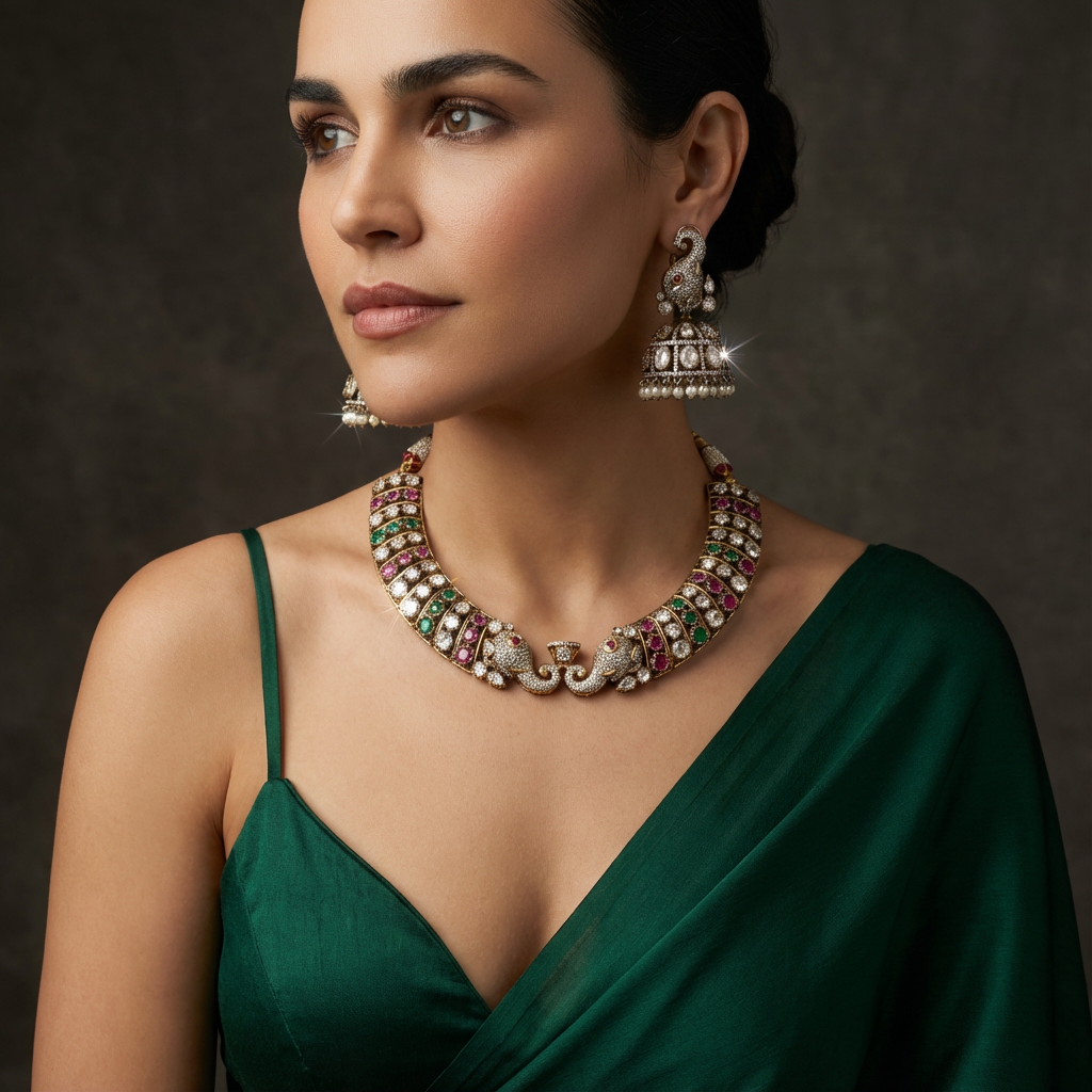 Ekdant Kundan Hasli Necklace with Earrings