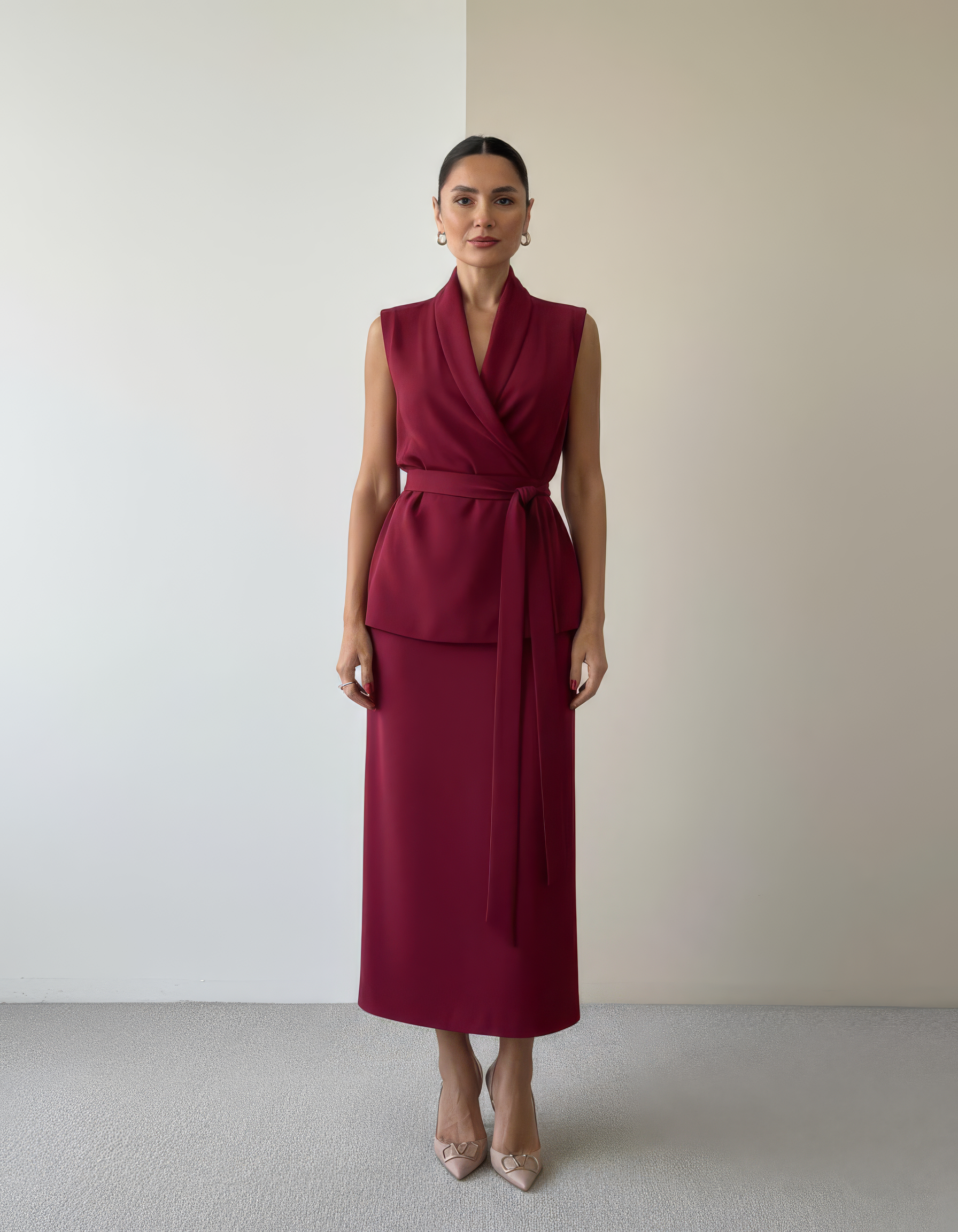 Alicia Sleeveless Wrap Midi Dress