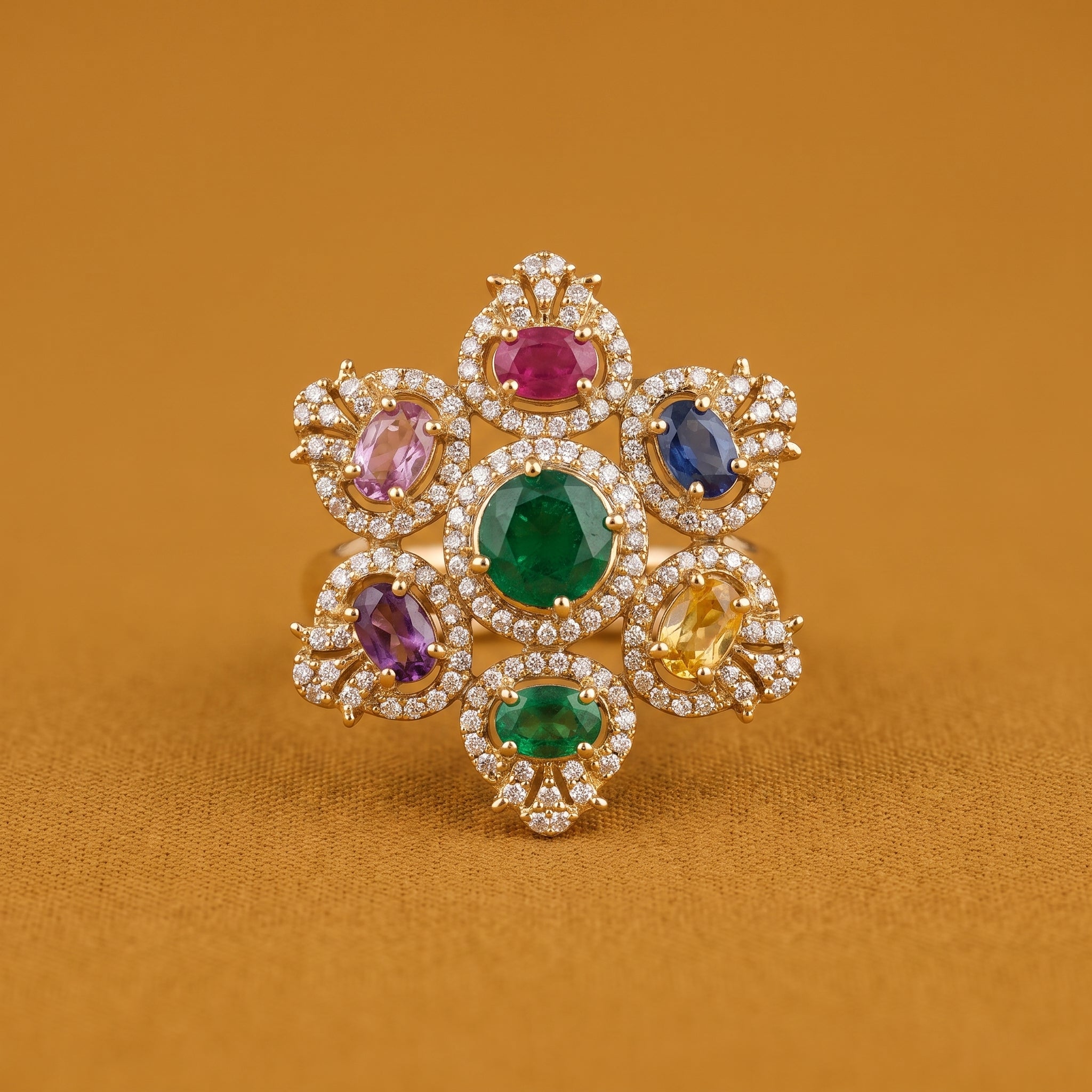 Verdant Blossom Cluster Ring