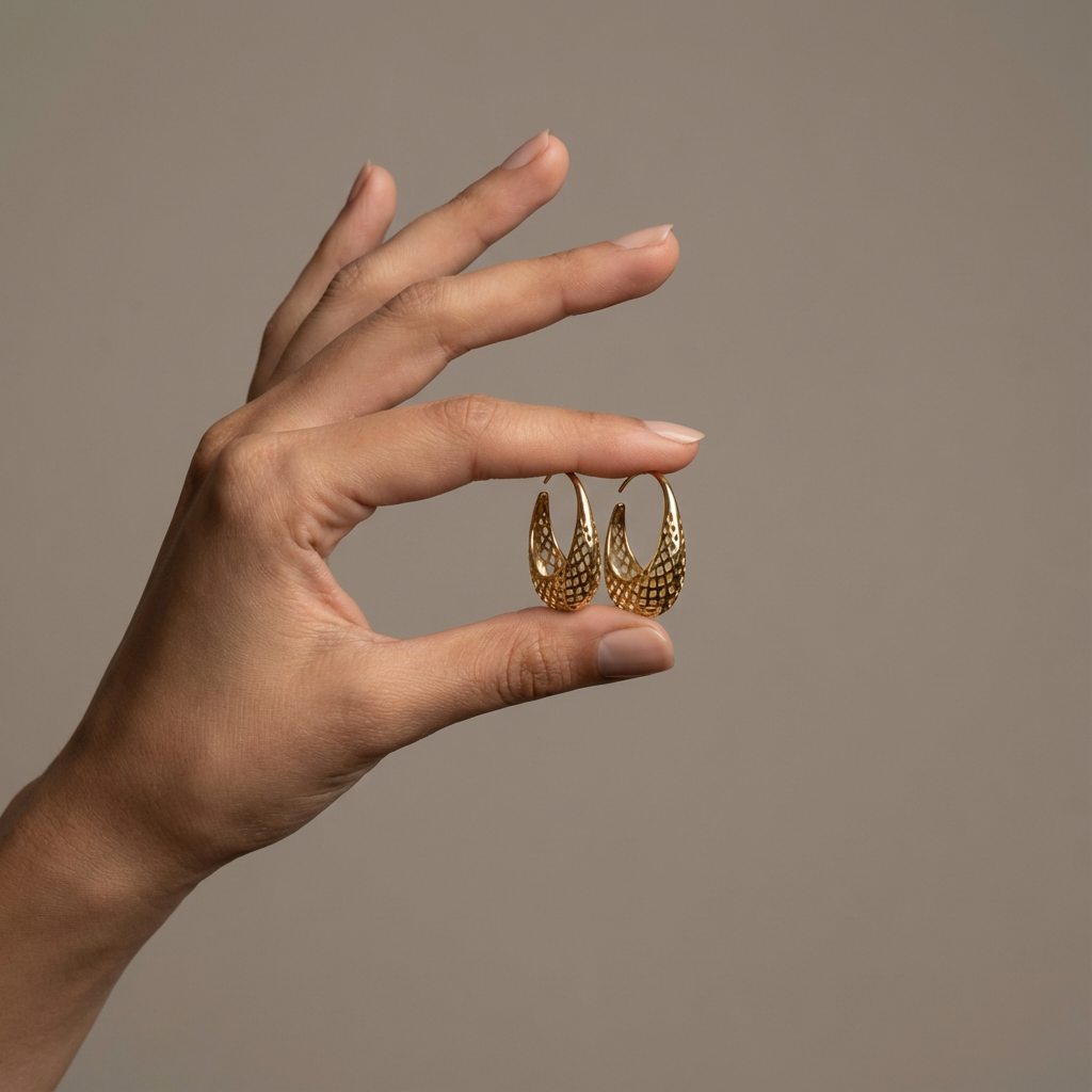 Gilded Jali Curve Hoops Earrings