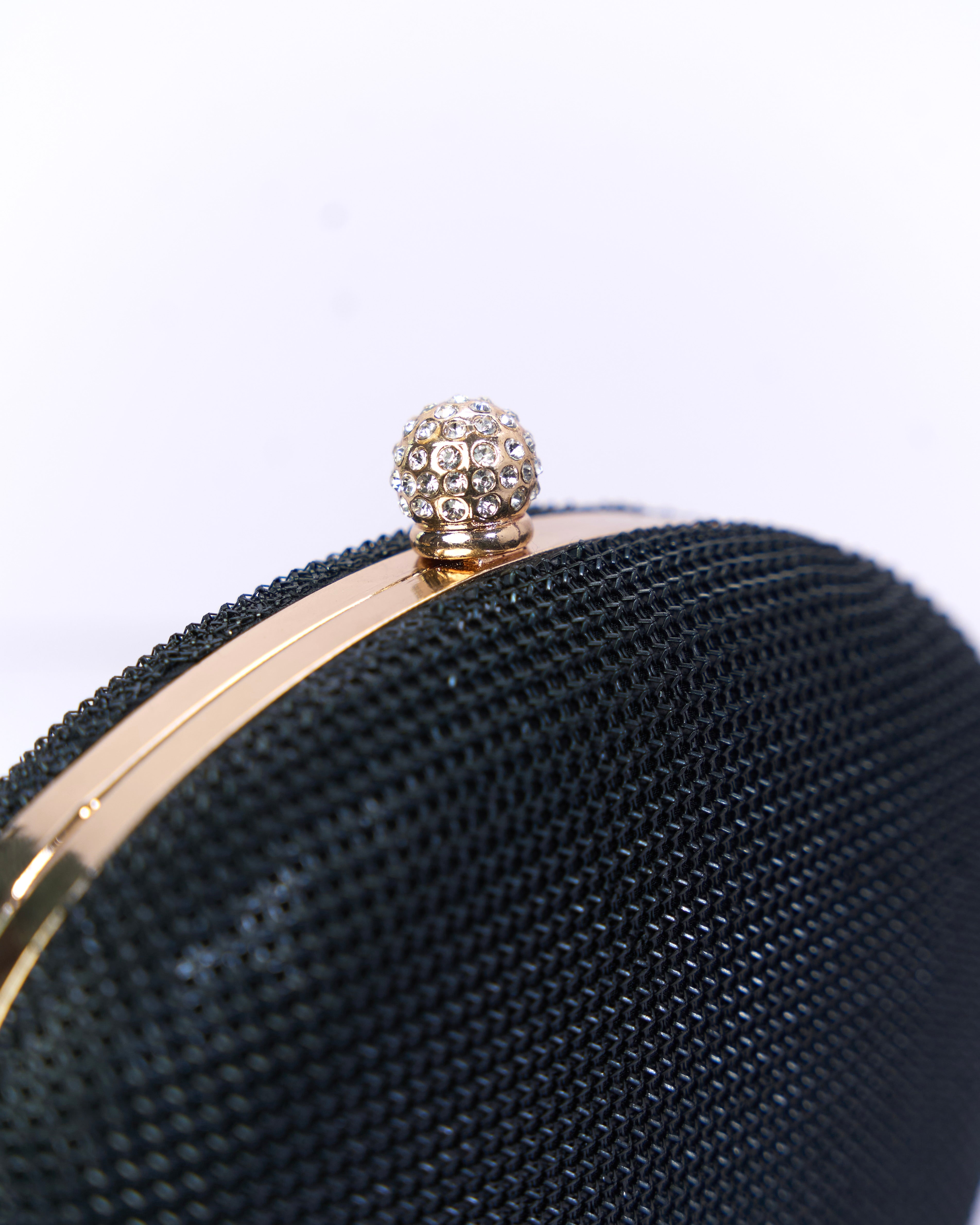 Aura Black Mesh Clutch Bag