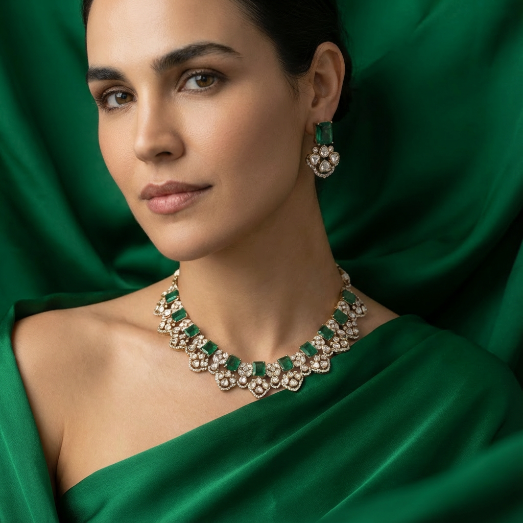 Garden of Emeralds Polki Set