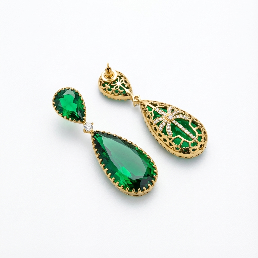 Emerald Aura Drop Earrings