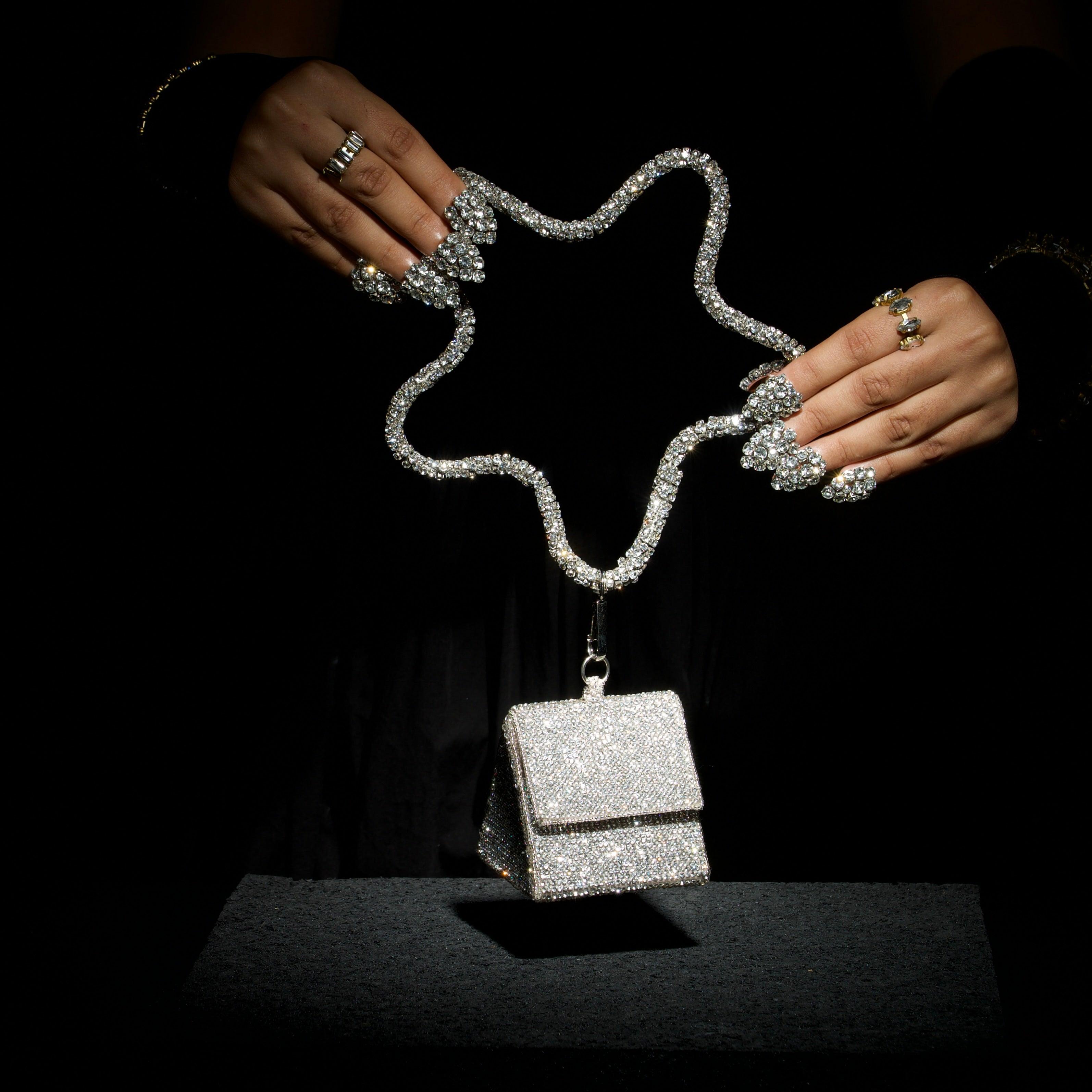 Nano Charm Bag with Crystal Handle - Ozel