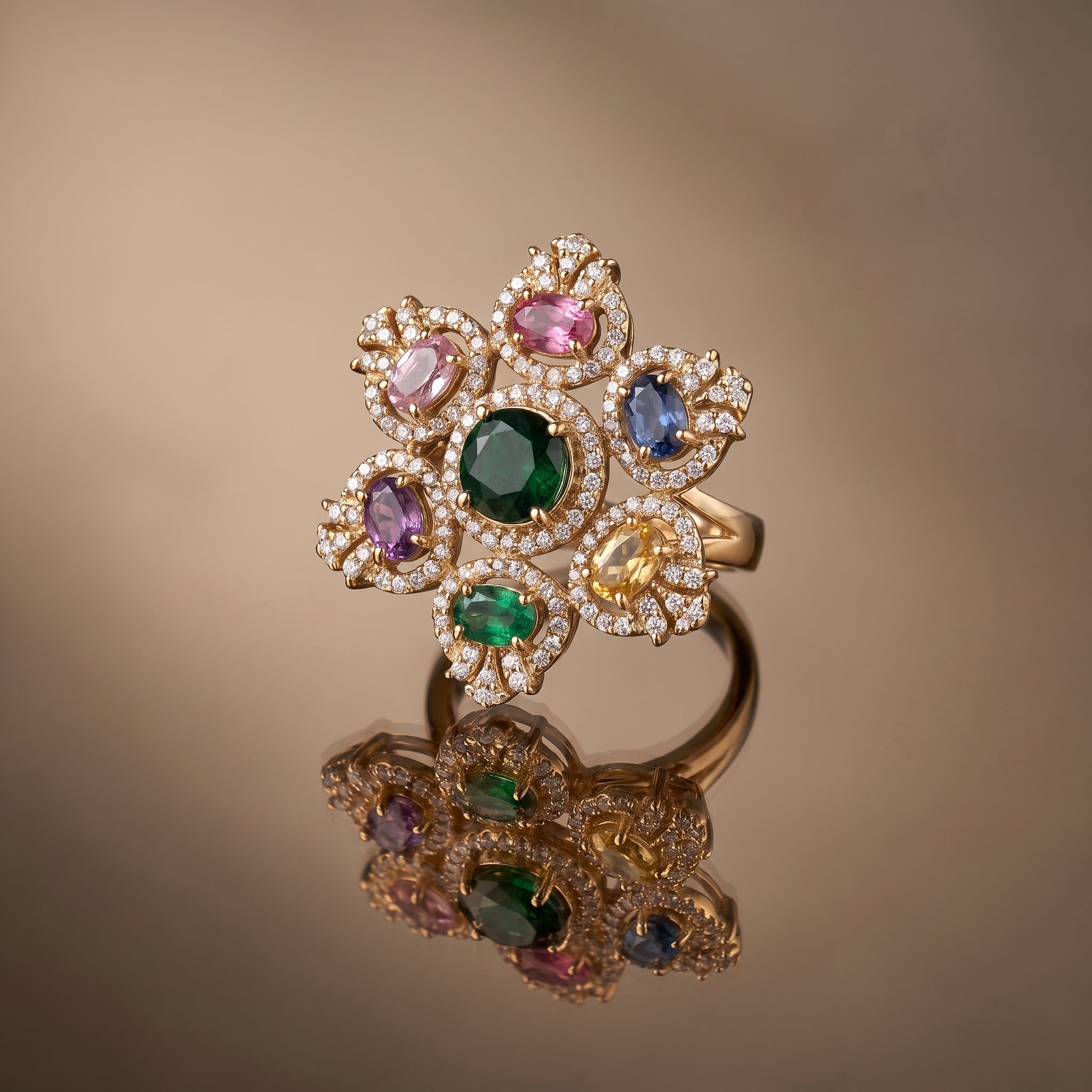 Verdant Blossom Cluster Ring