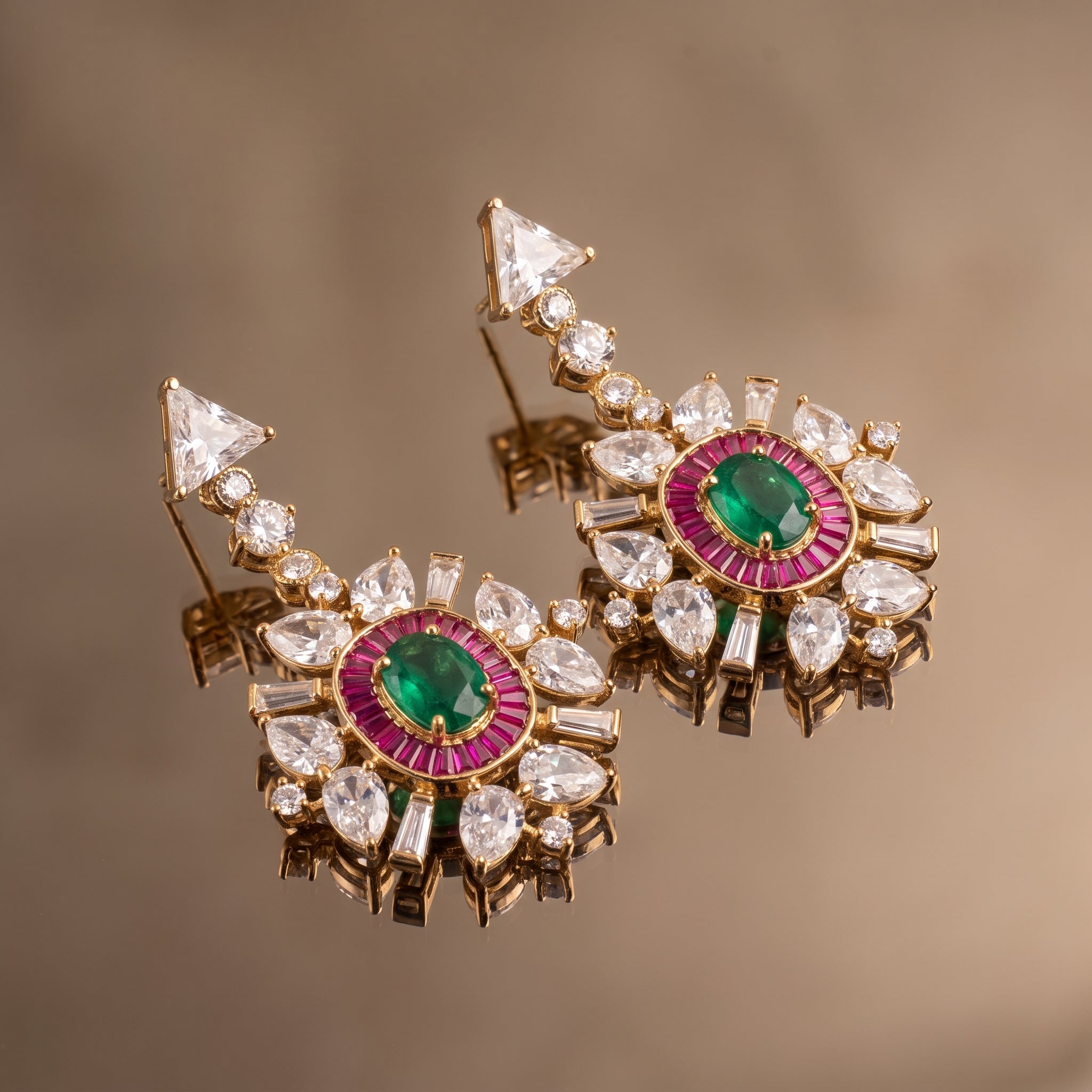 Emerald Starburst Drop Earrings