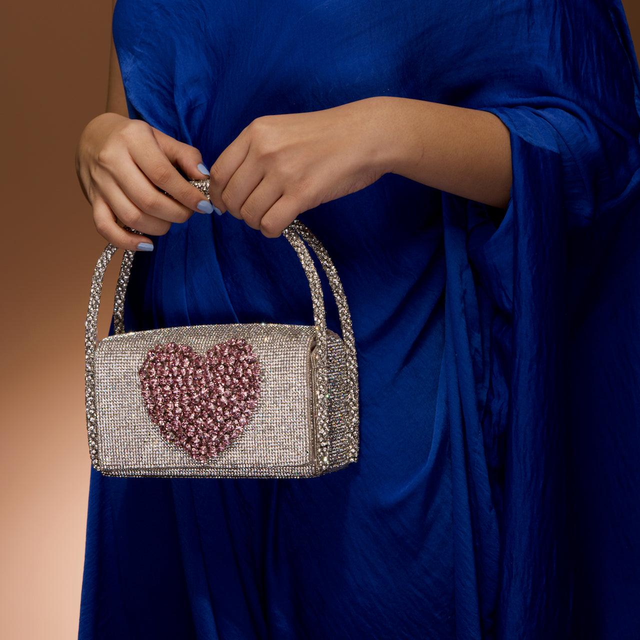 Silver Hotfix Heart Bag - Ozel