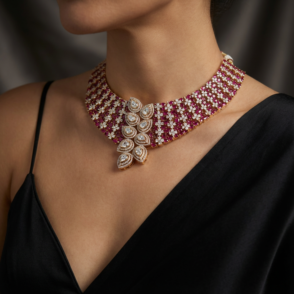 Ruby Lattice Luxe Choker Set