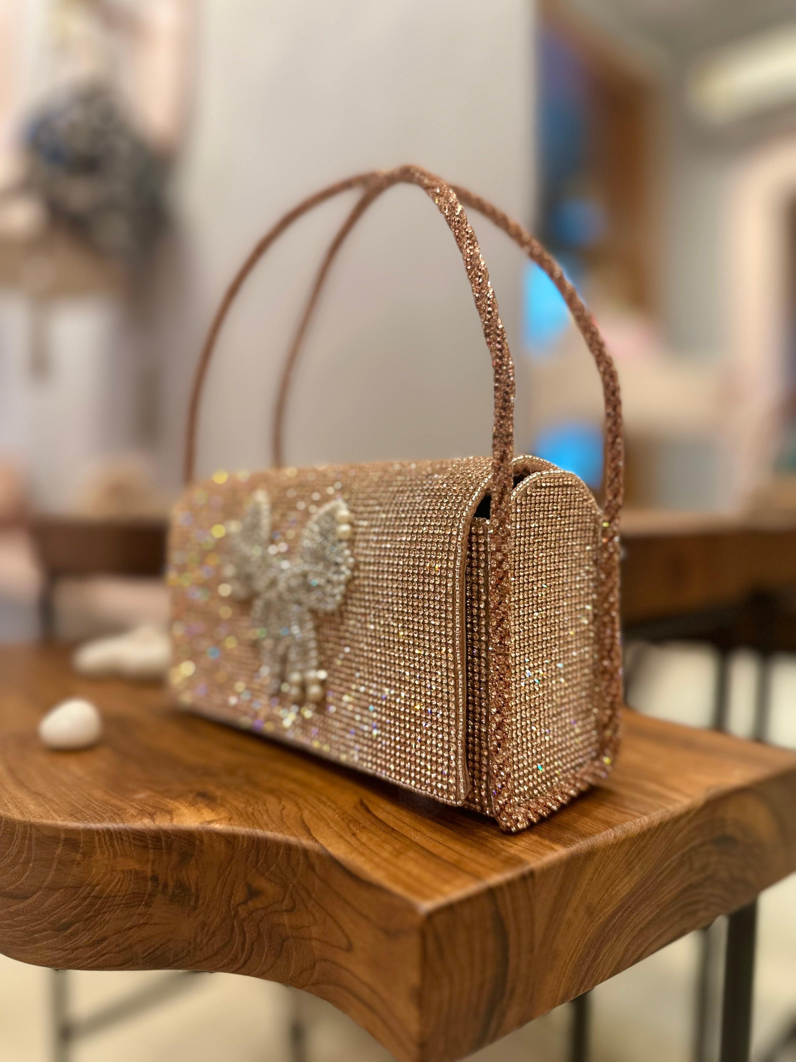 Bow Hotfix Rose Gold Flap bag - Ozel