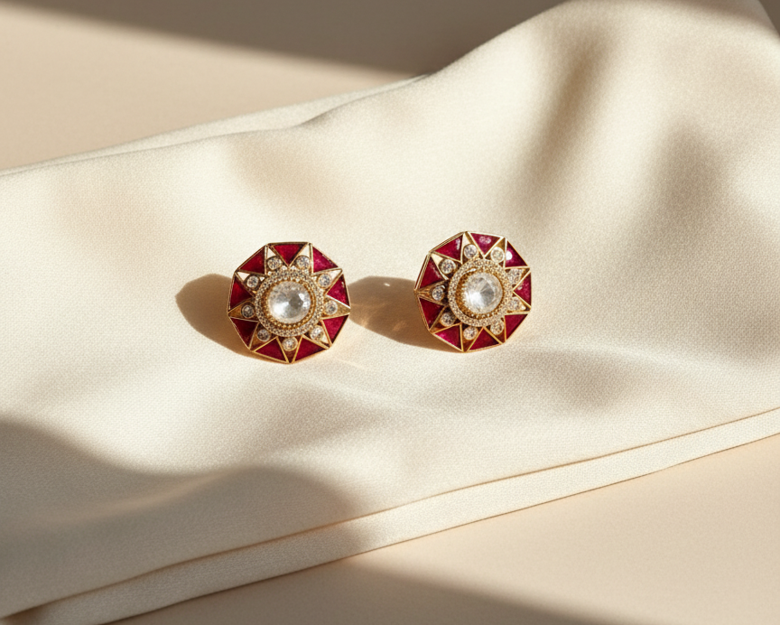 Geometric Stud Earrings Ivory