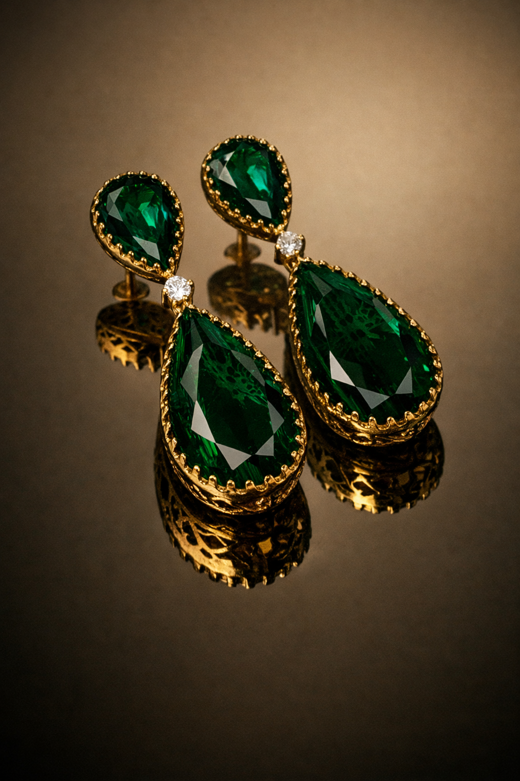 Lumiere drop earrings – full pair view by Ozel