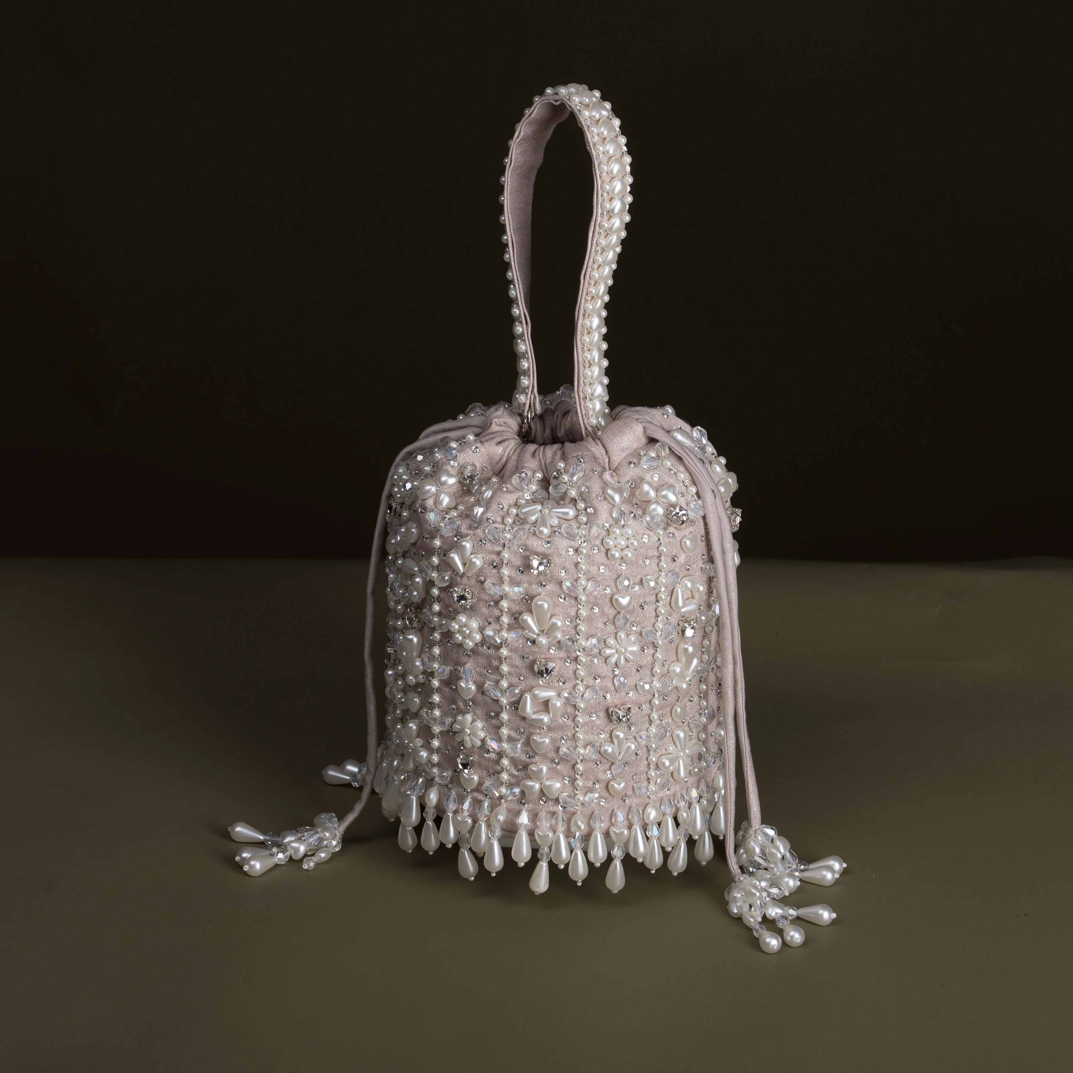Giva Pearl and crystal lines bucket bag