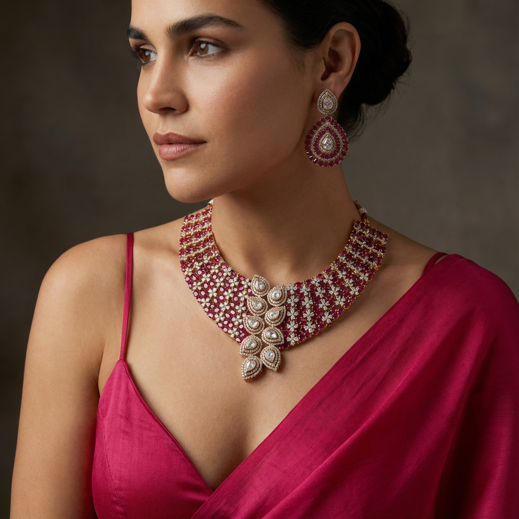 Ruby Lattice Luxe Choker Set