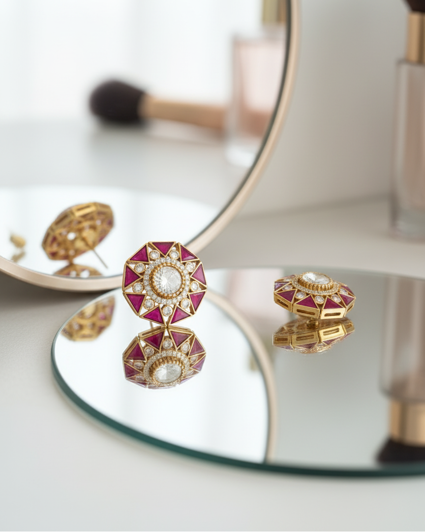 Geometric Stud Earrings Ivory