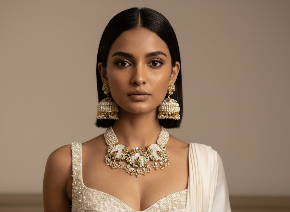 Moti Pearl Kundan Necklace Set