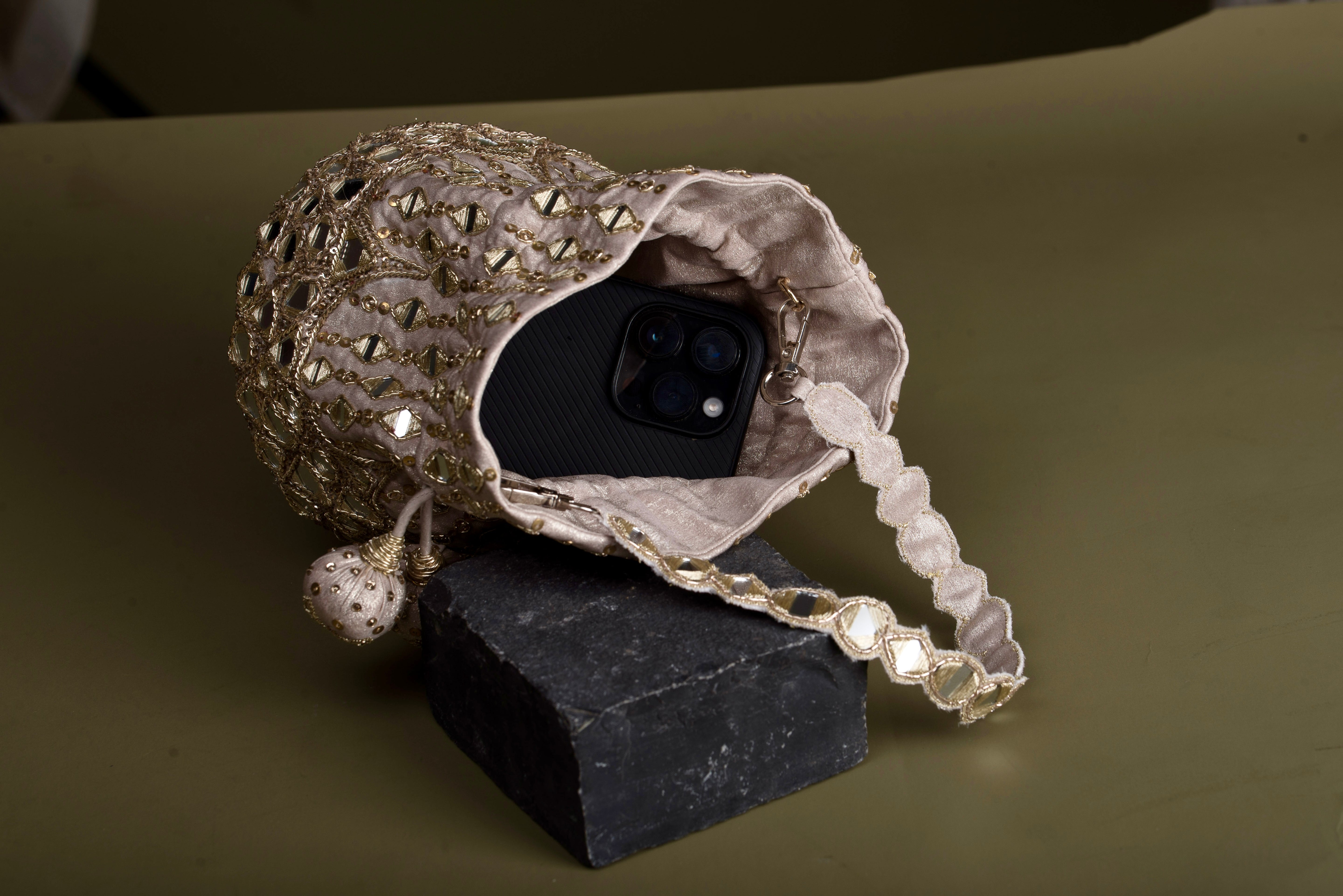 Mirror Work Bucket Bag