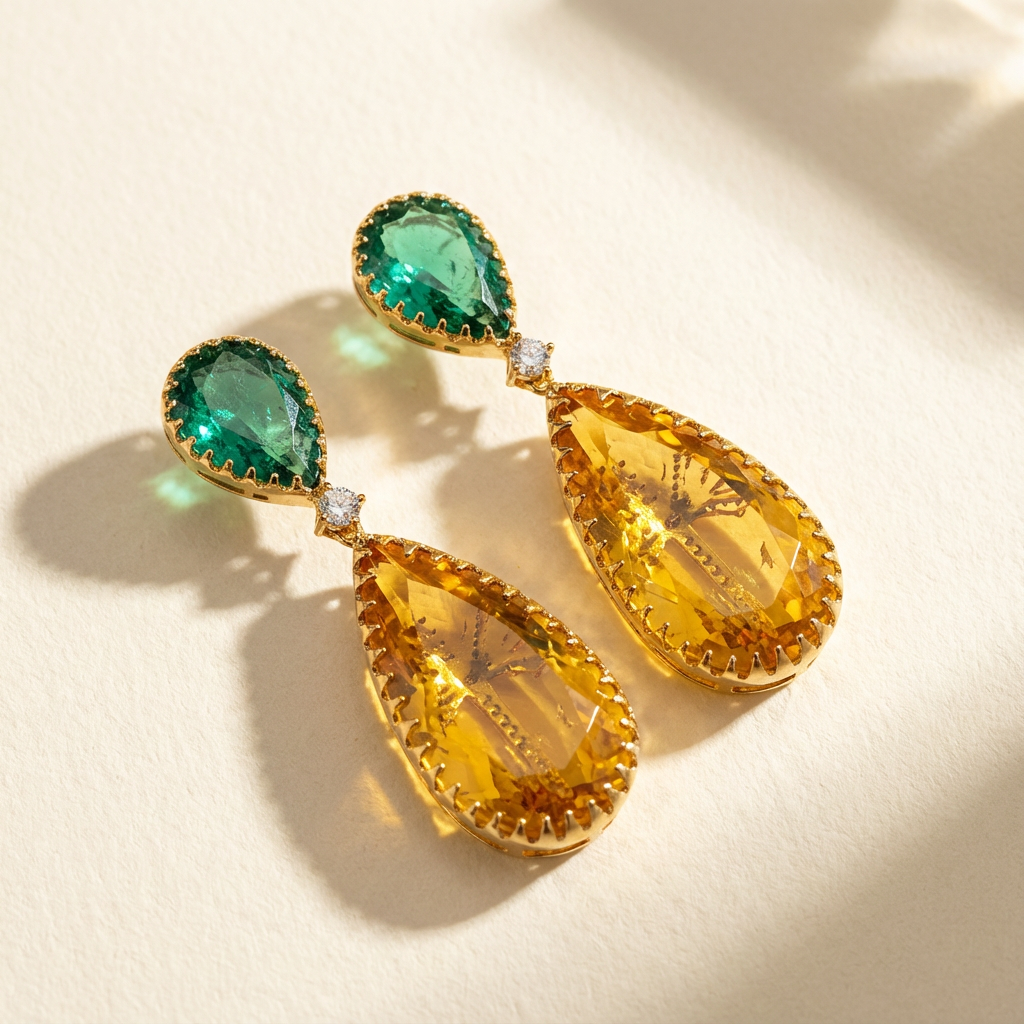 Verdant Amber Aura Drop Earrings