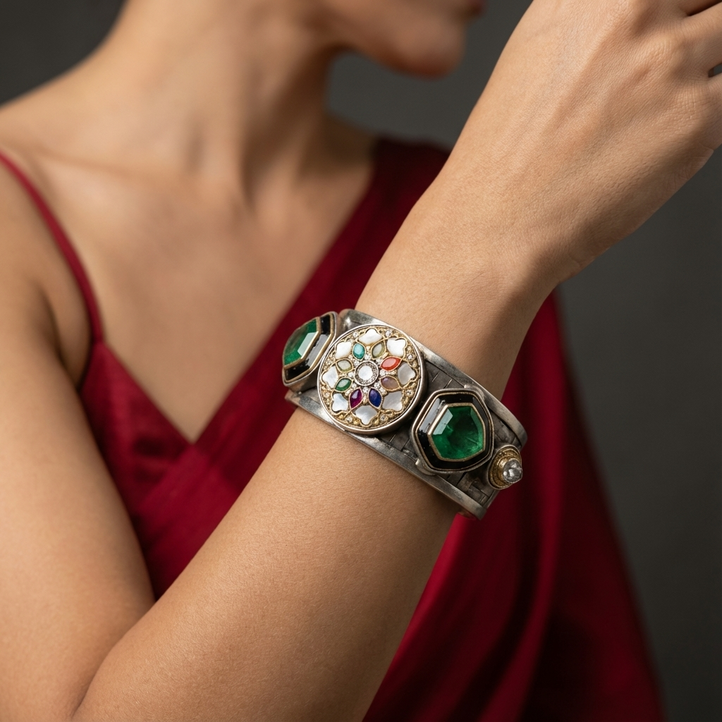 Navratna Cuff Bracelet