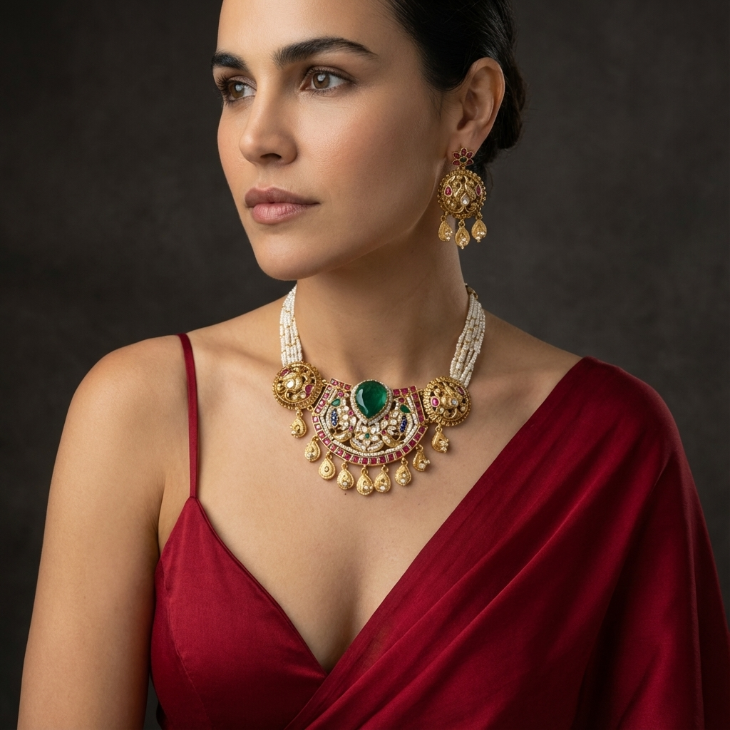 Heritage Temple Necklace with Earrings