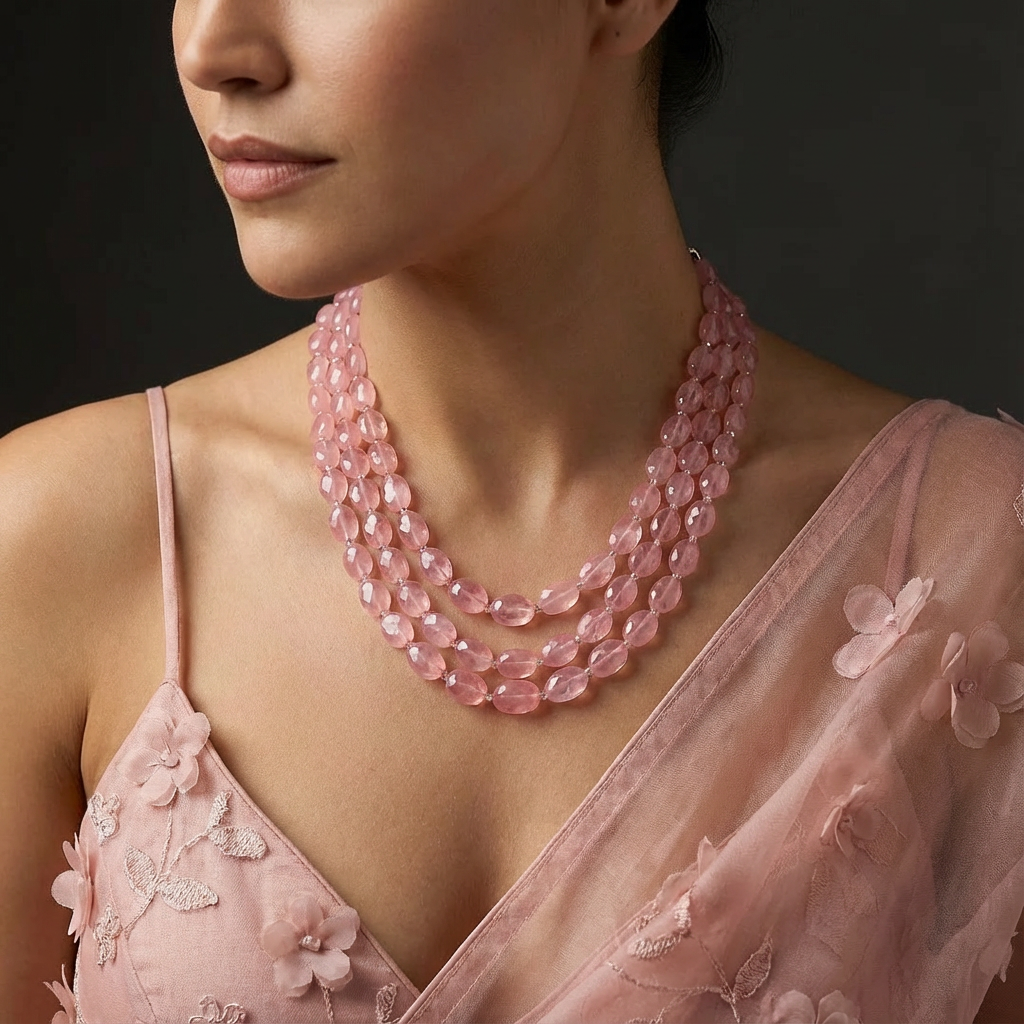 Nayanika Pastel Pink Stone Necklace
