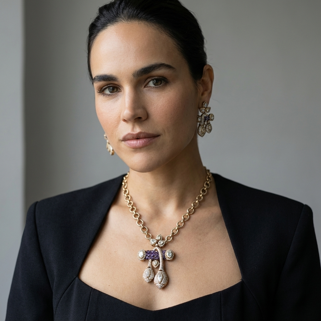 The Noir Cascade Pendant Necklace Set