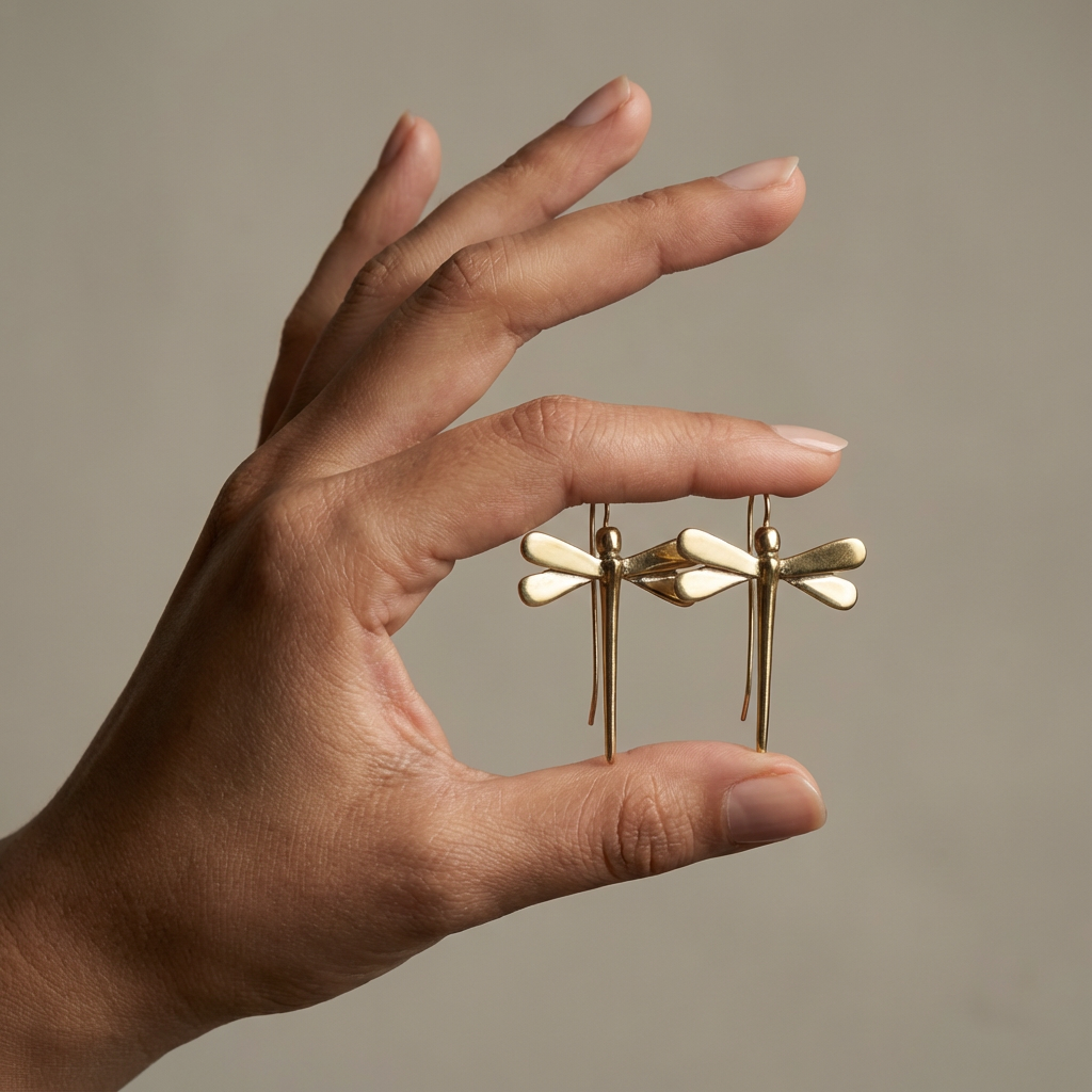 Gilded Dragonfly Drop Earrings