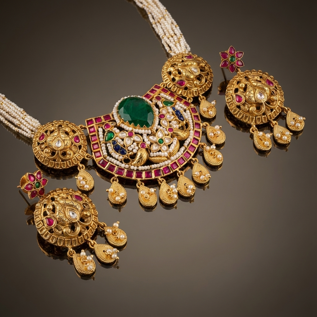 Heritage Temple Necklace with Earrings