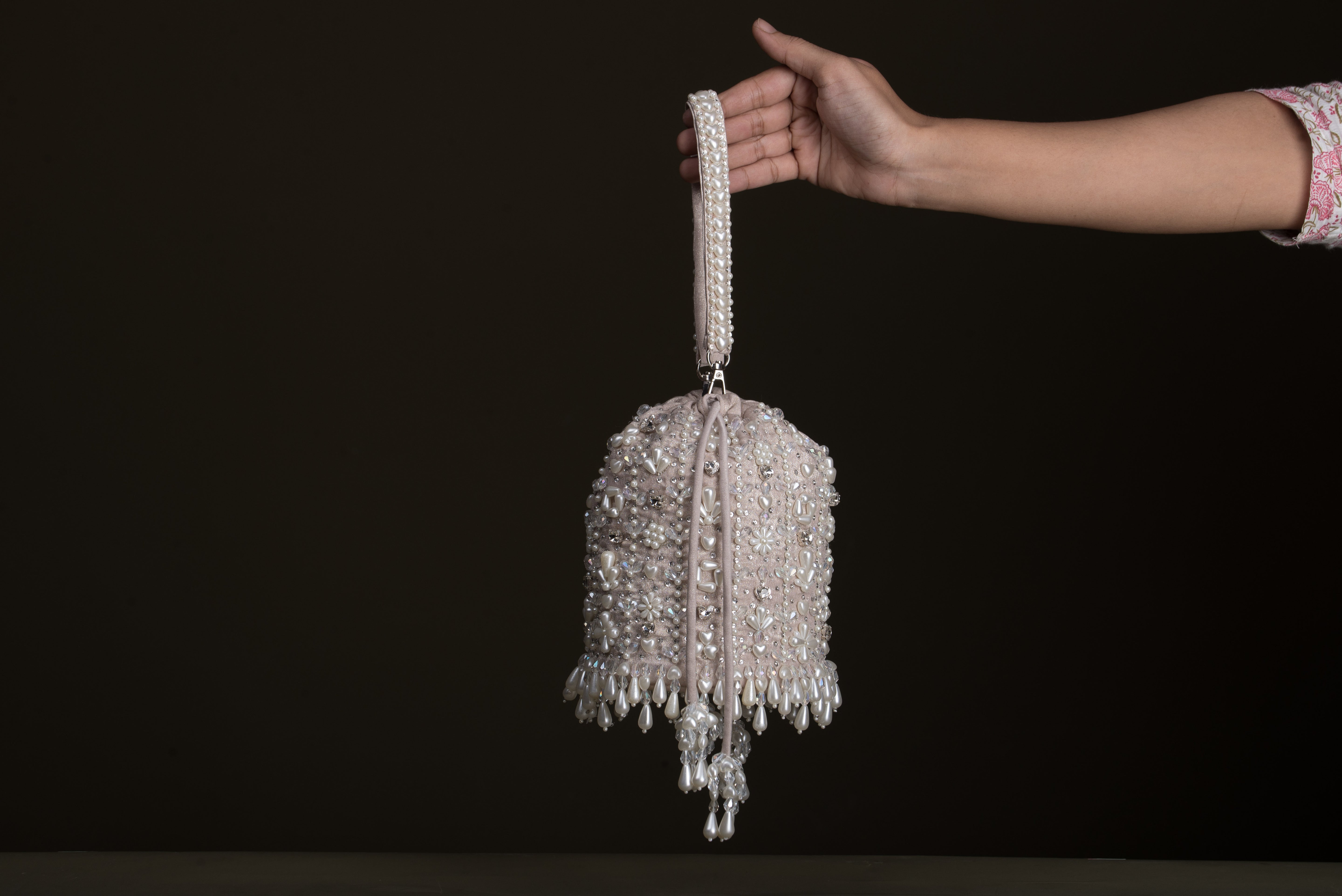 Giva Pearl and crystal lines bucket bag