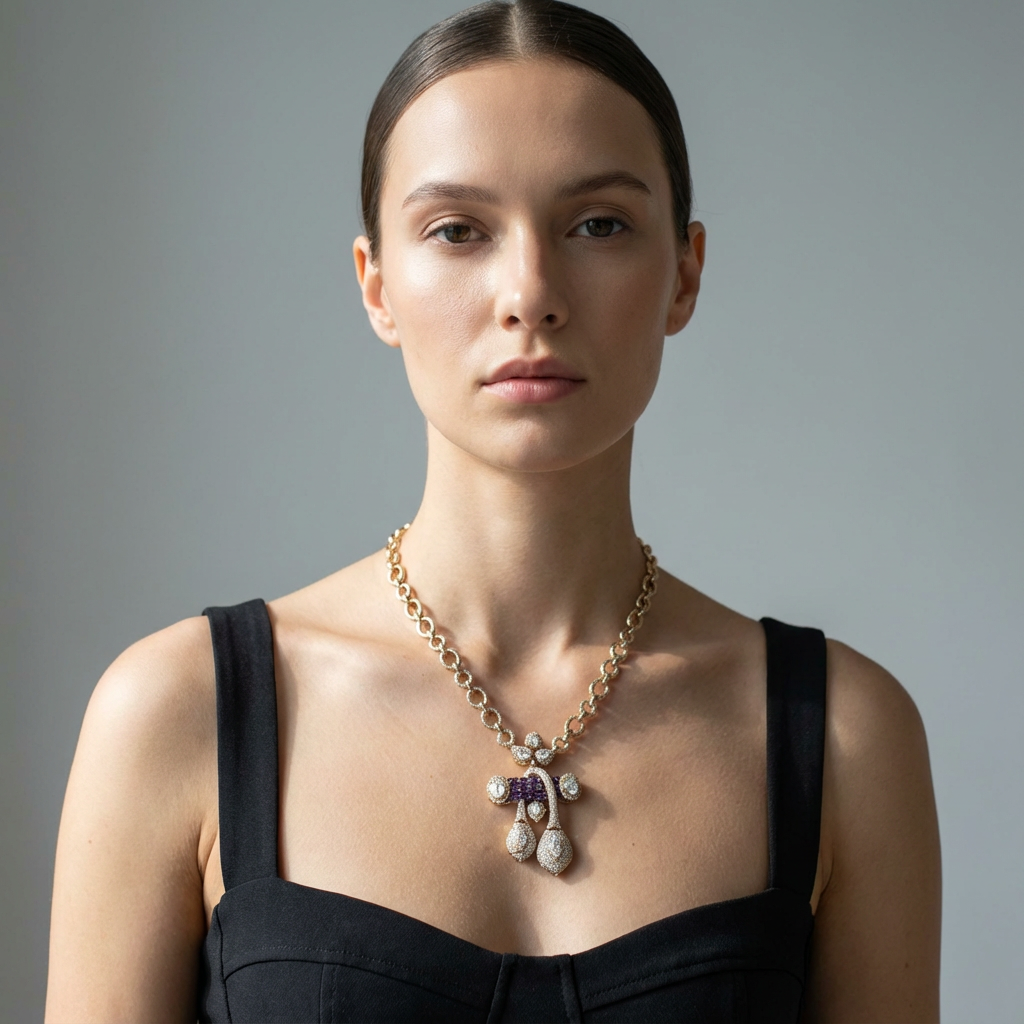 The Noir Cascade Pendant Necklace Set