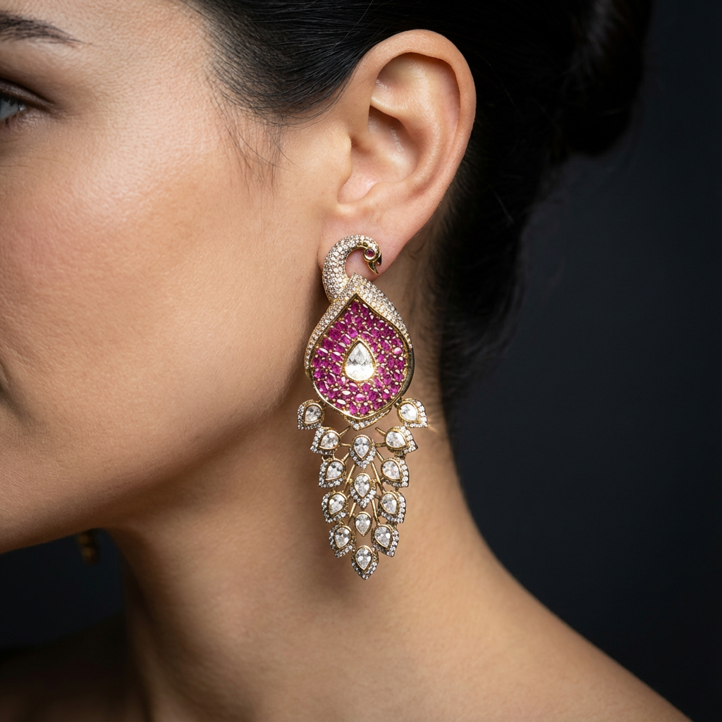 Peacock Cascade Drop Earrings