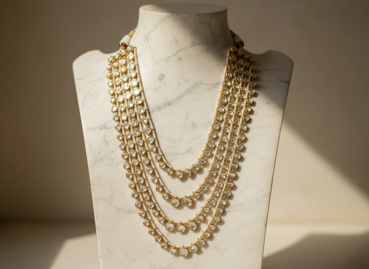 Modern Maharani Kundan Polki Four Layered Haar