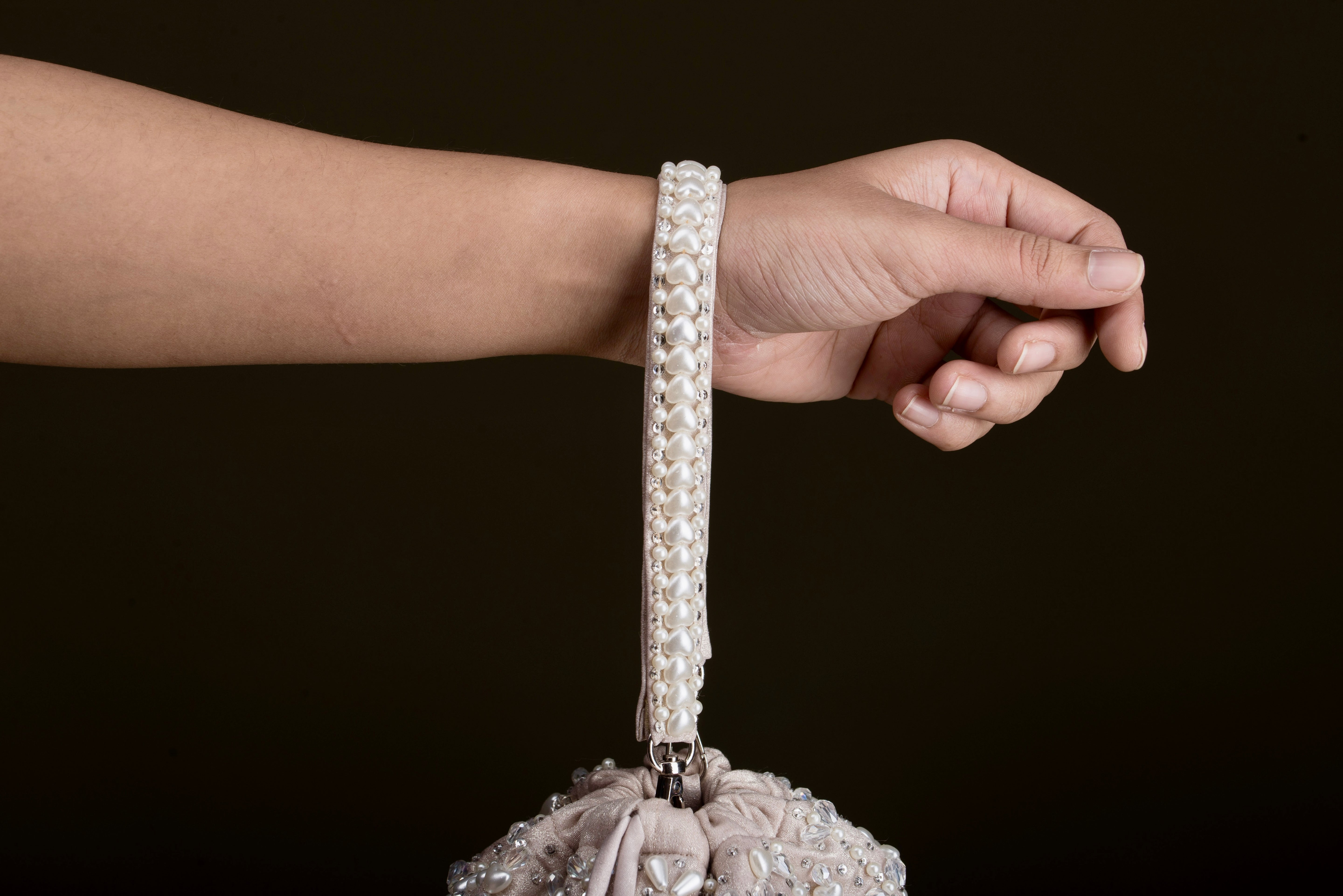 Giva Pearl and crystal lines bucket bag