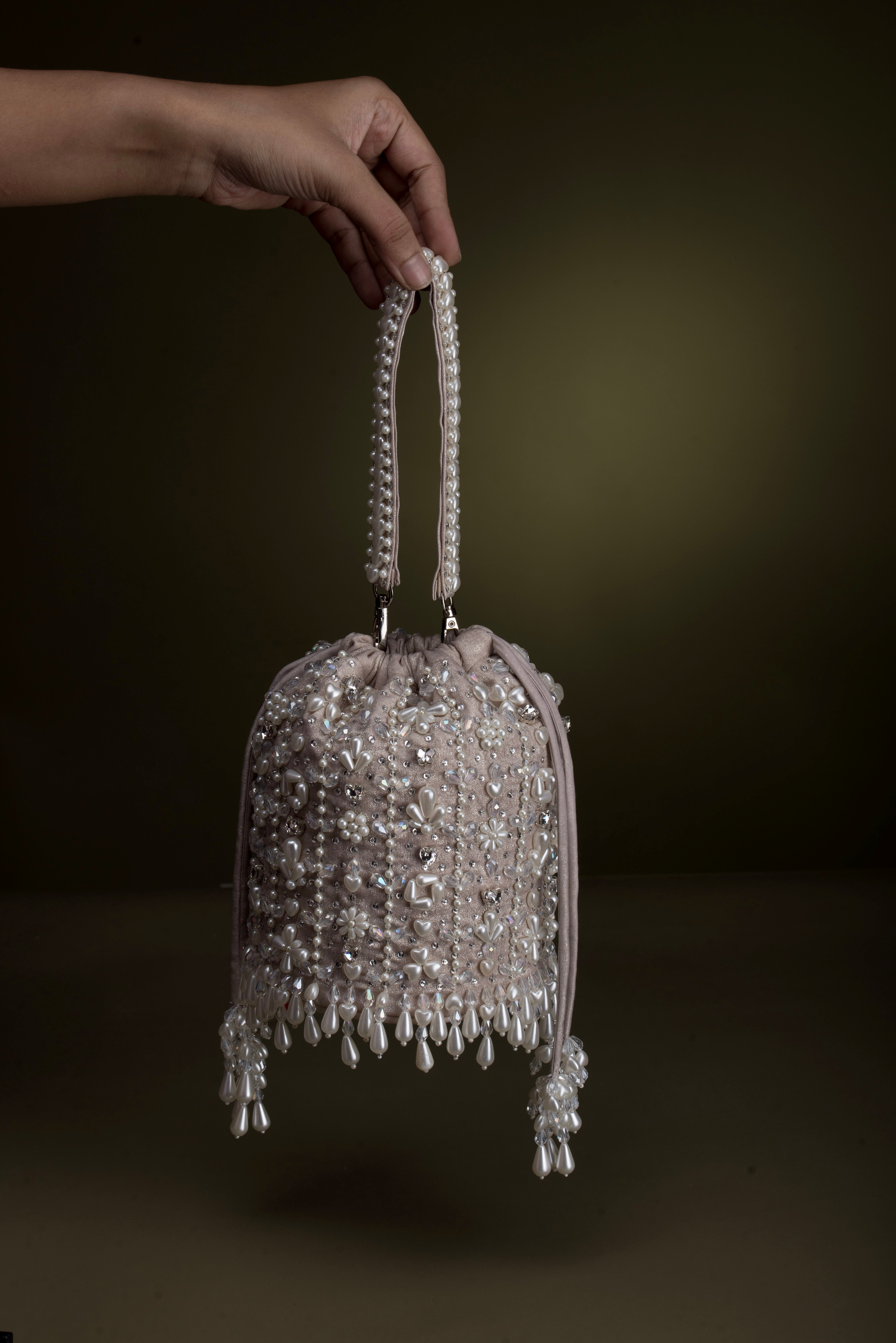Giva Pearl and crystal lines bucket bag