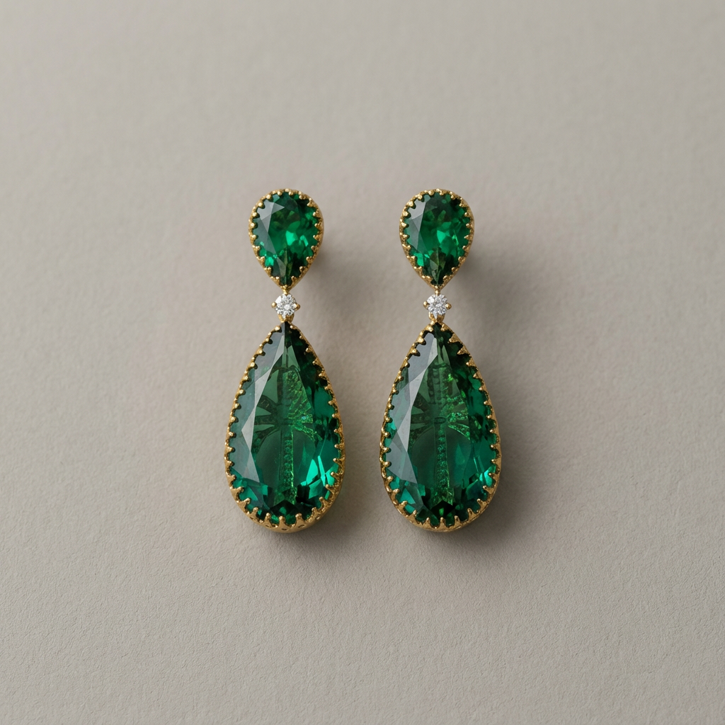 Emerald Aura Drop Earrings
