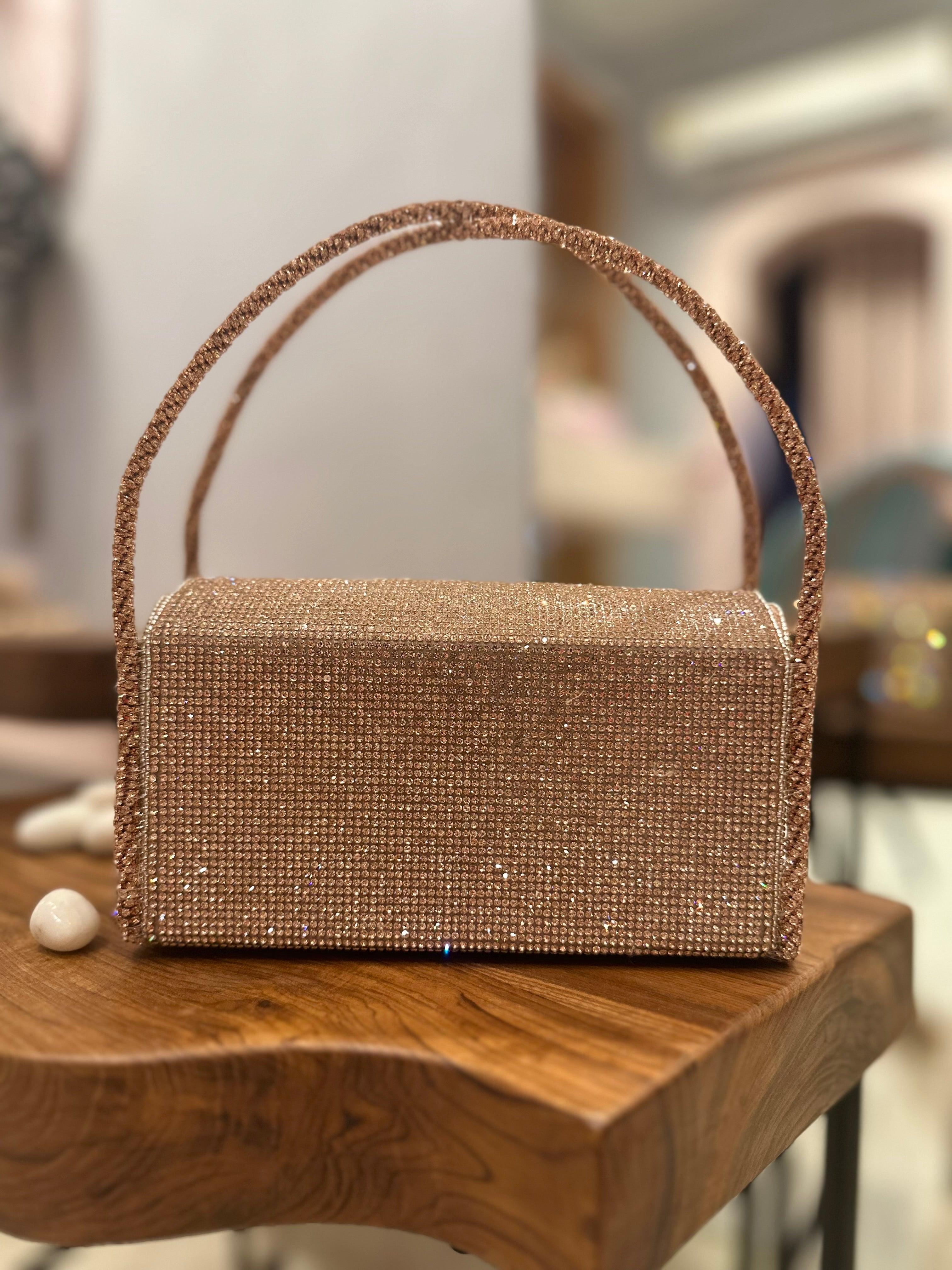 Bow Hotfix Rose Gold Flap bag - Ozel